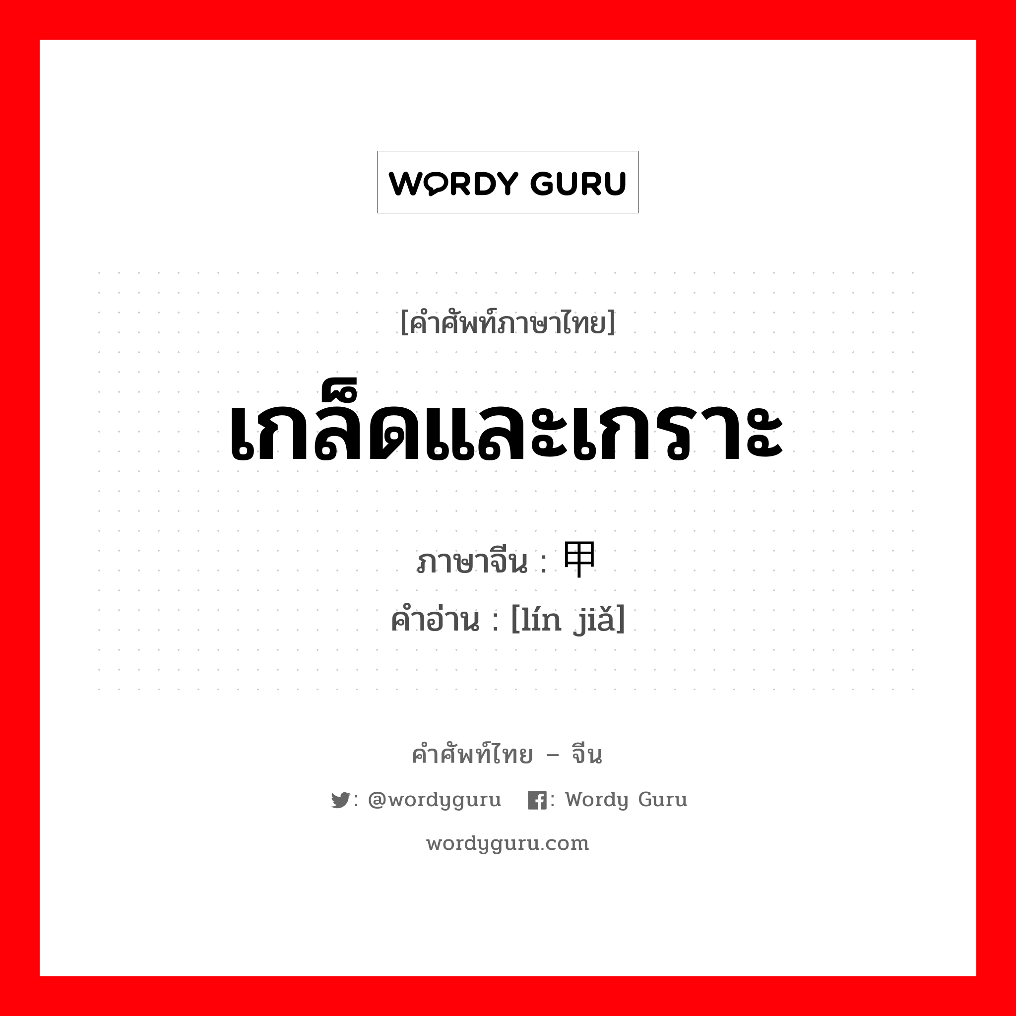 เกล็ดและเกราะ ภาษาจีนคืออะไร, คำศัพท์ภาษาไทย - จีน เกล็ดและเกราะ ภาษาจีน 鳞甲 คำอ่าน [lín jiǎ]