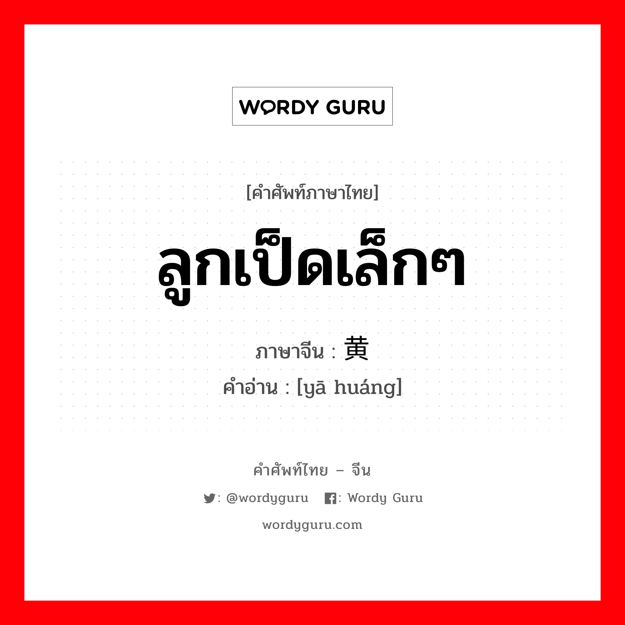 ลูกเป็ดเล็กๆ ภาษาจีนคืออะไร, คำศัพท์ภาษาไทย - จีน ลูกเป็ดเล็กๆ ภาษาจีน 鸭黄 คำอ่าน [yā huáng]