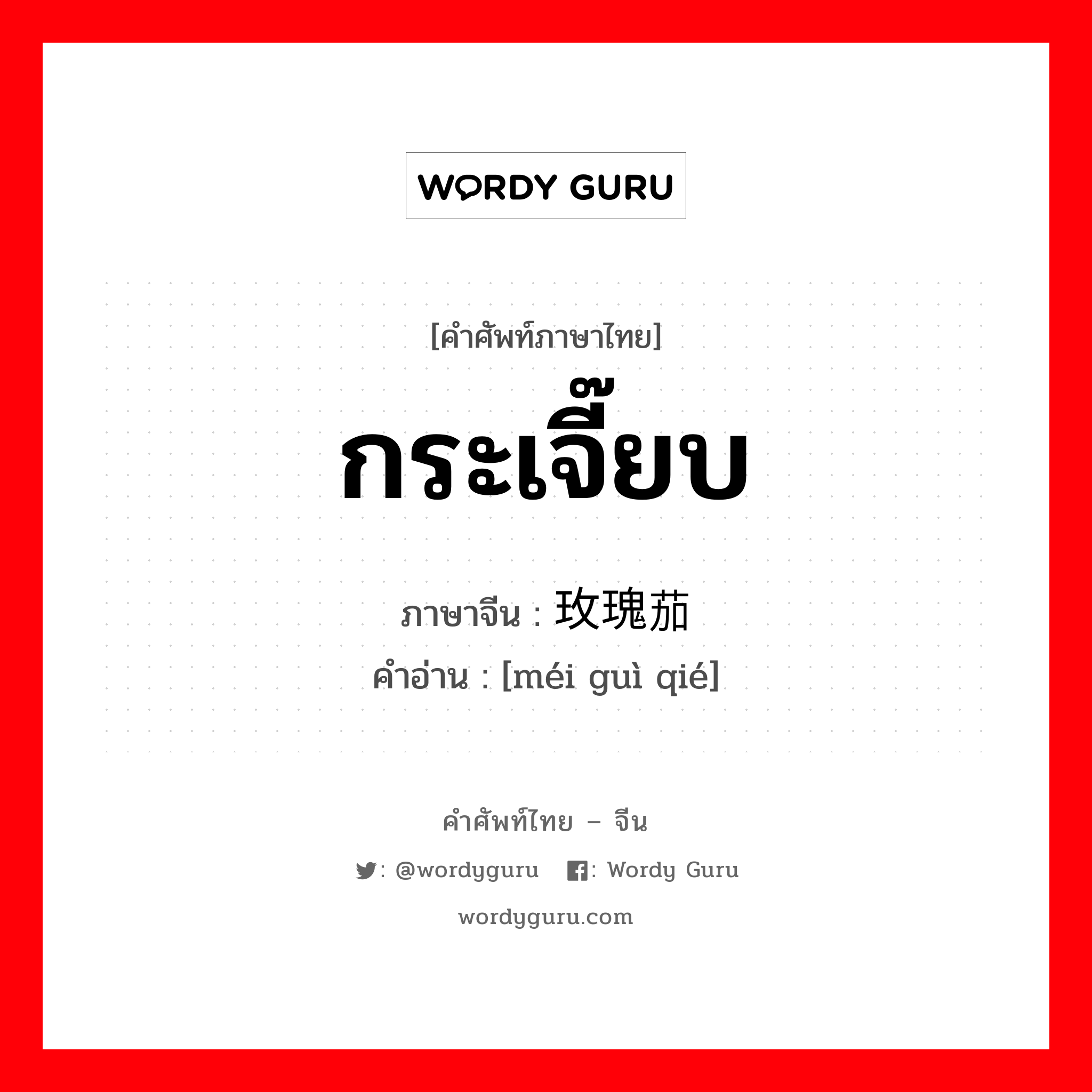 กระเจี๊ยบ ภาษาจีนคืออะไร, คำศัพท์ภาษาไทย - จีน กระเจี๊ยบ ภาษาจีน 玫瑰茄 คำอ่าน [méi guì qié]