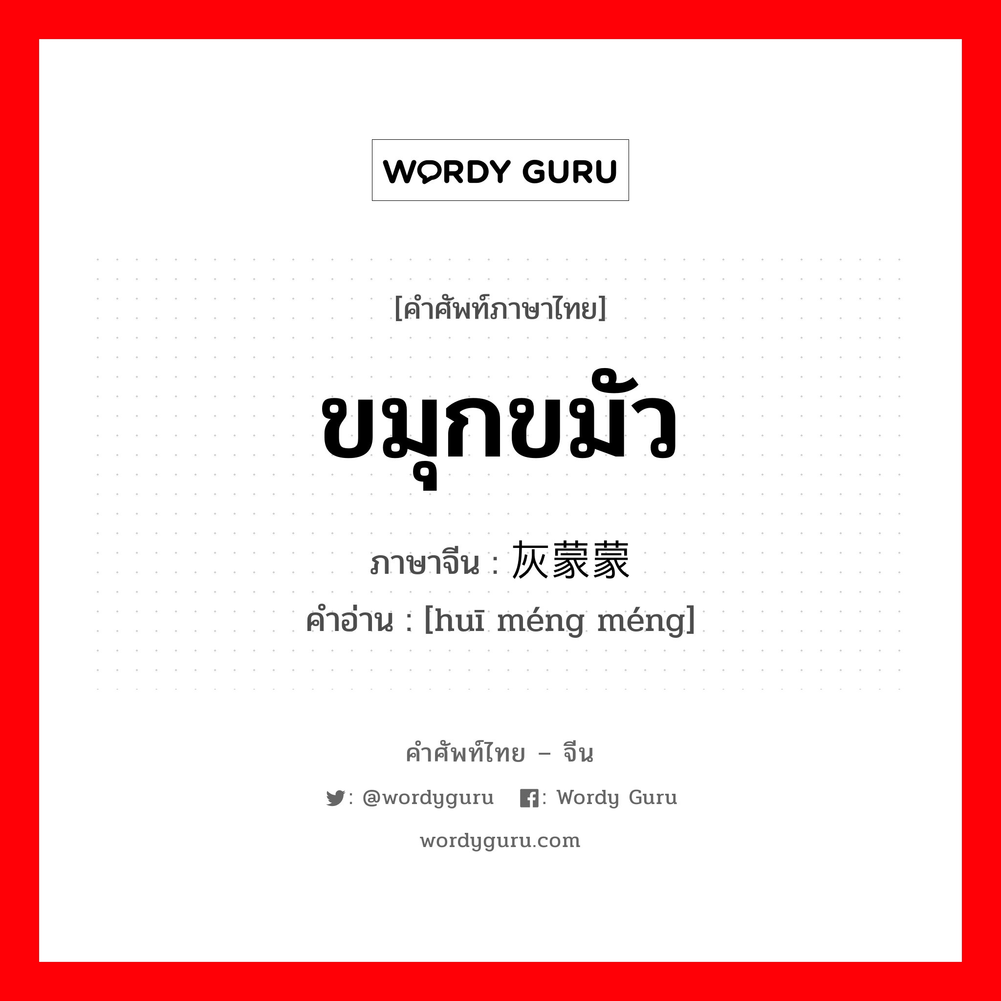 ขมุกขมัว ภาษาจีนคืออะไร, คำศัพท์ภาษาไทย - จีน ขมุกขมัว ภาษาจีน 灰蒙蒙 คำอ่าน [huī méng méng]