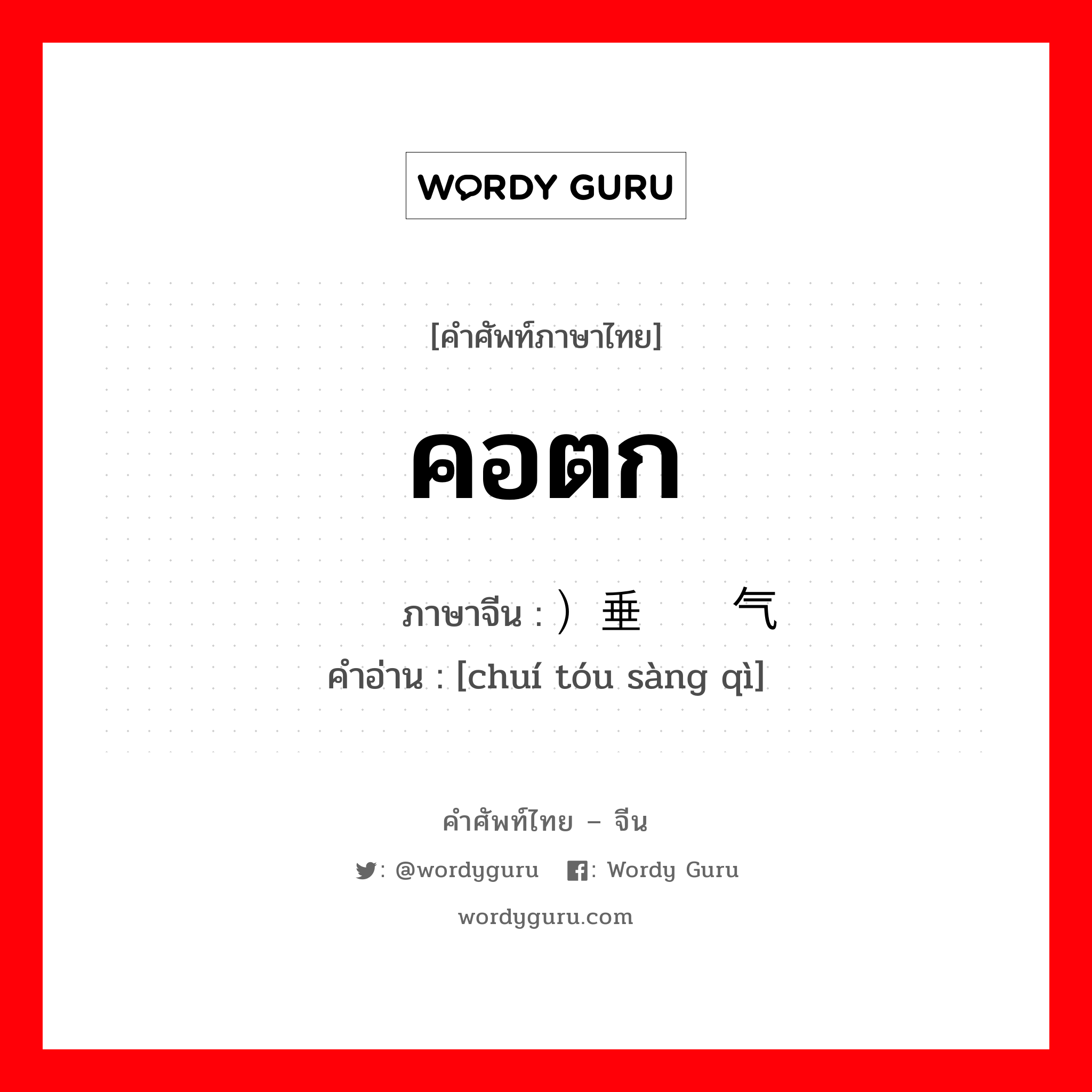 คอตก ภาษาจีนคืออะไร, คำศัพท์ภาษาไทย - จีน คอตก ภาษาจีน ）垂头丧气 คำอ่าน [chuí tóu sàng qì]