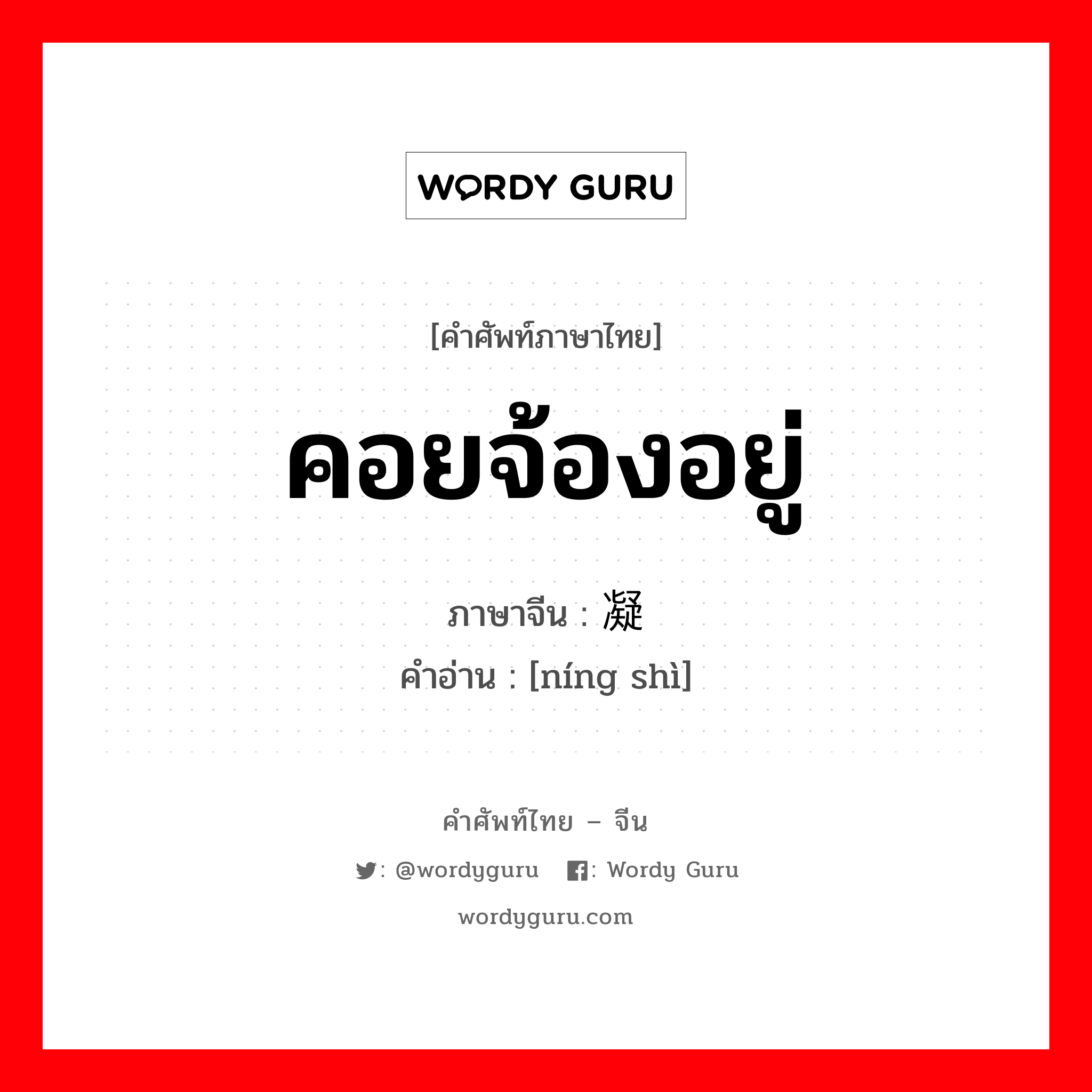 คอยจ้องอยู่ ภาษาจีนคืออะไร, คำศัพท์ภาษาไทย - จีน คอยจ้องอยู่ ภาษาจีน 凝视 คำอ่าน [níng shì]