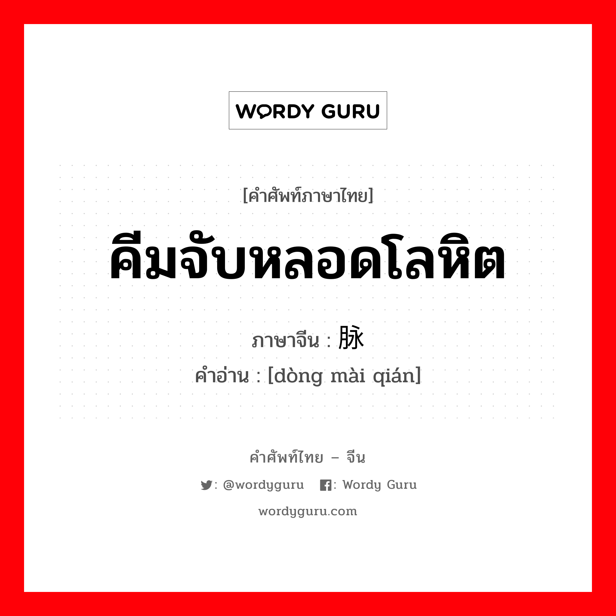 คีมจับหลอดโลหิต ภาษาจีนคืออะไร, คำศัพท์ภาษาไทย - จีน คีมจับหลอดโลหิต ภาษาจีน 动脉钳 คำอ่าน [dòng mài qián]