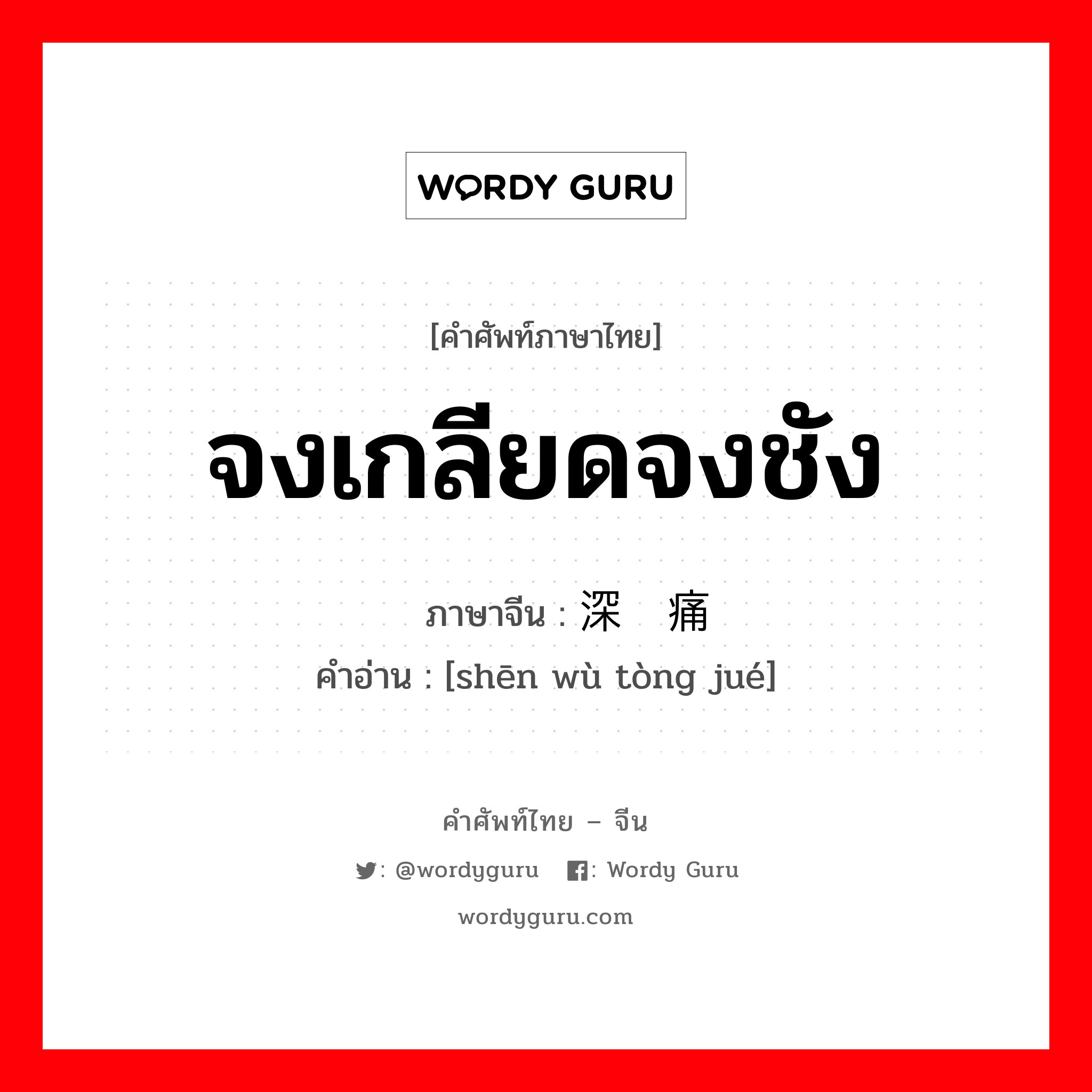 จงเกลียดจงชัง ภาษาจีนคืออะไร, คำศัพท์ภาษาไทย - จีน จงเกลียดจงชัง ภาษาจีน 深恶痛绝 คำอ่าน [shēn wù tòng jué]