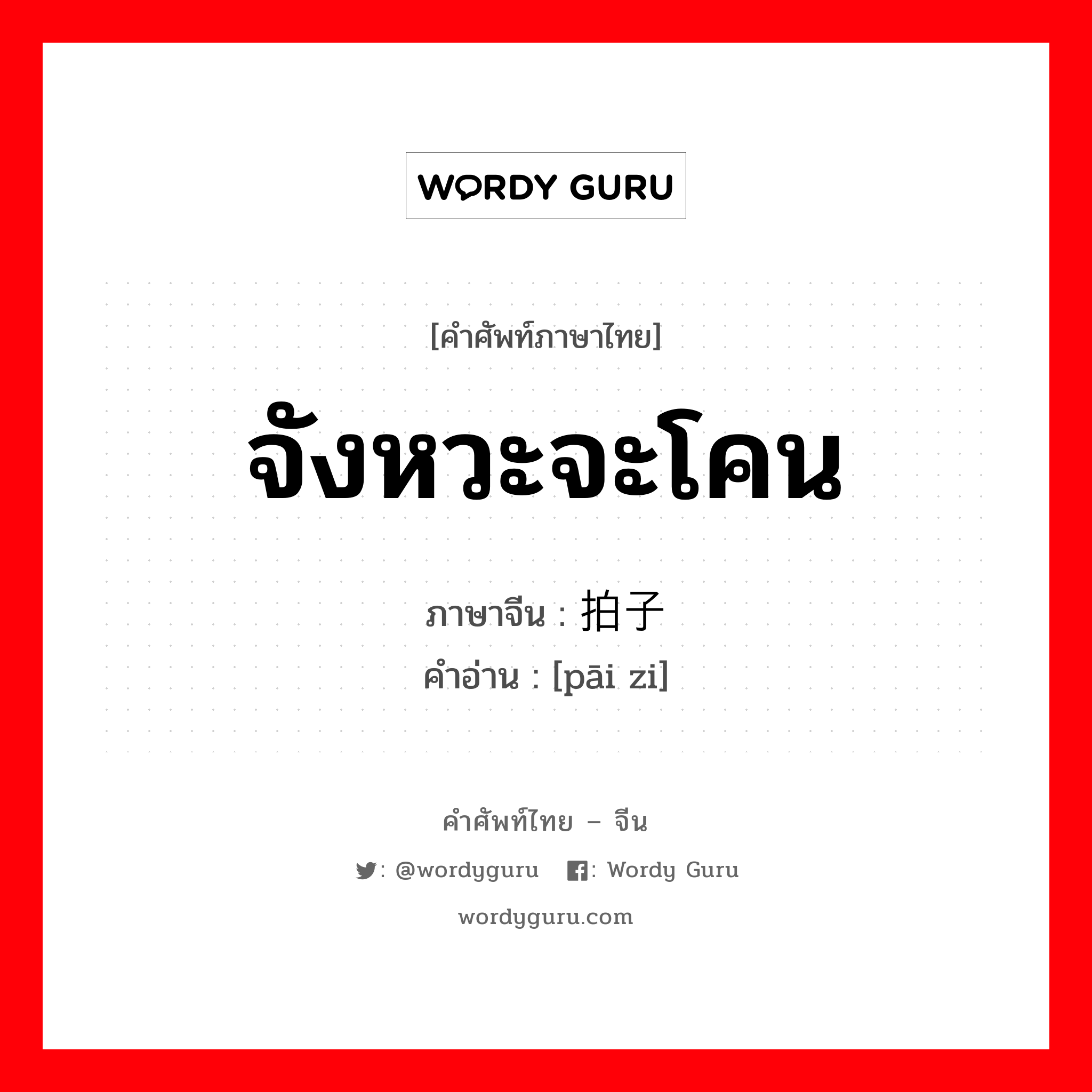 จังหวะจะโคน ภาษาจีนคืออะไร, คำศัพท์ภาษาไทย - จีน จังหวะจะโคน ภาษาจีน 拍子 คำอ่าน [pāi zi]