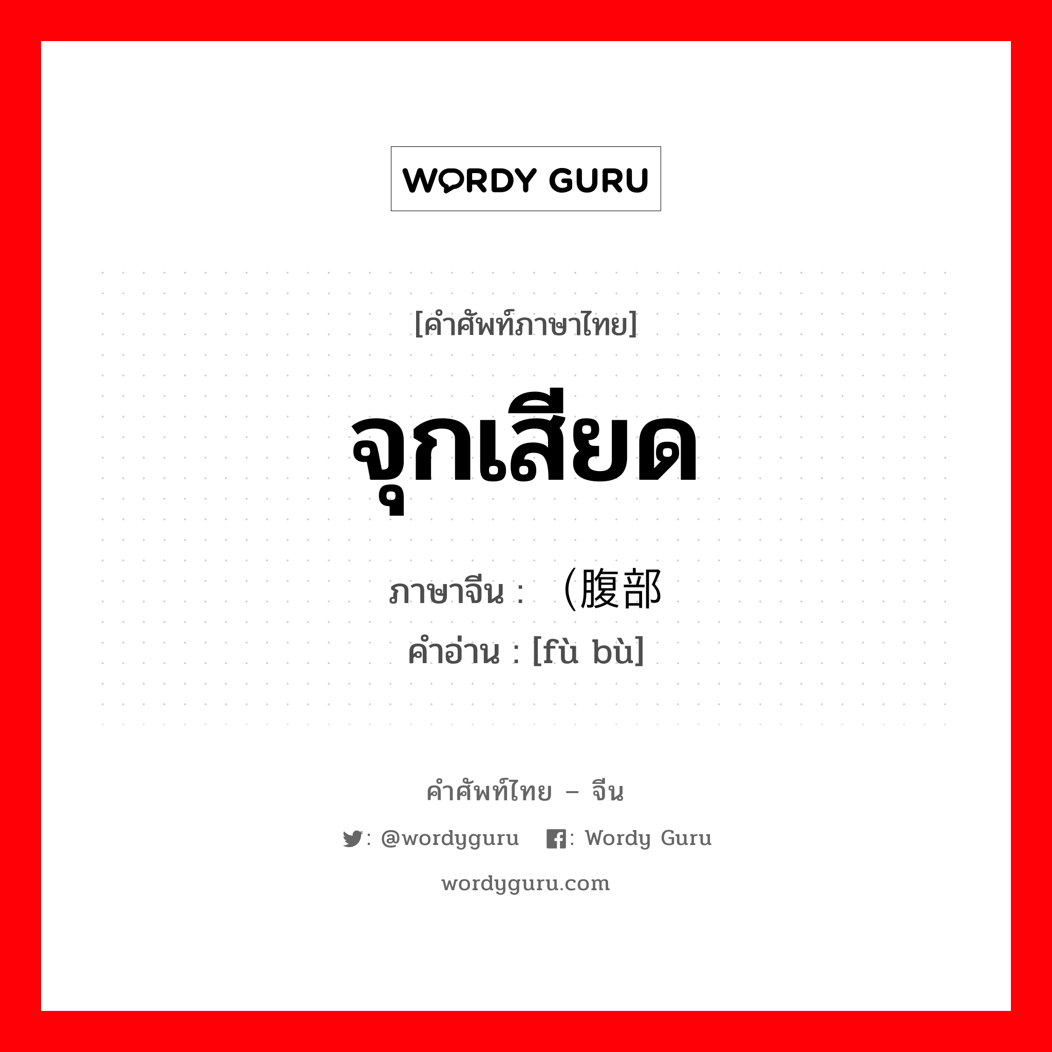 จุกเสียด ภาษาจีนคืออะไร, คำศัพท์ภาษาไทย - จีน จุกเสียด ภาษาจีน （腹部 คำอ่าน [fù bù]