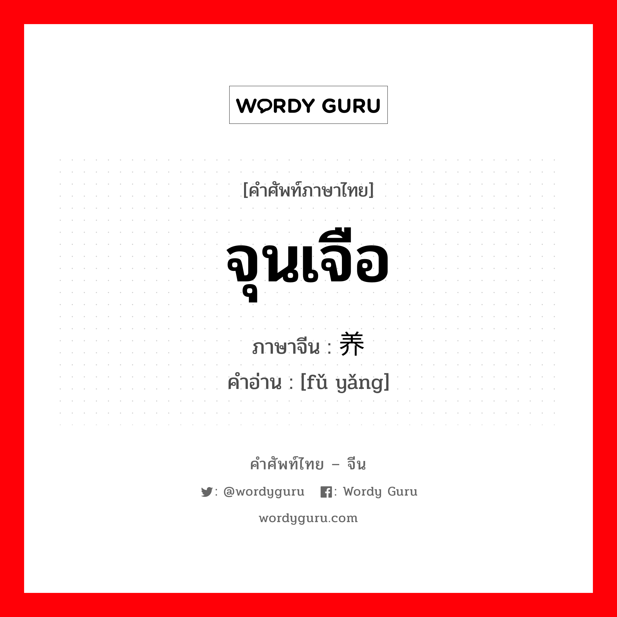 จุนเจือ ภาษาจีนคืออะไร, คำศัพท์ภาษาไทย - จีน จุนเจือ ภาษาจีน 抚养 คำอ่าน [fǔ yǎng]