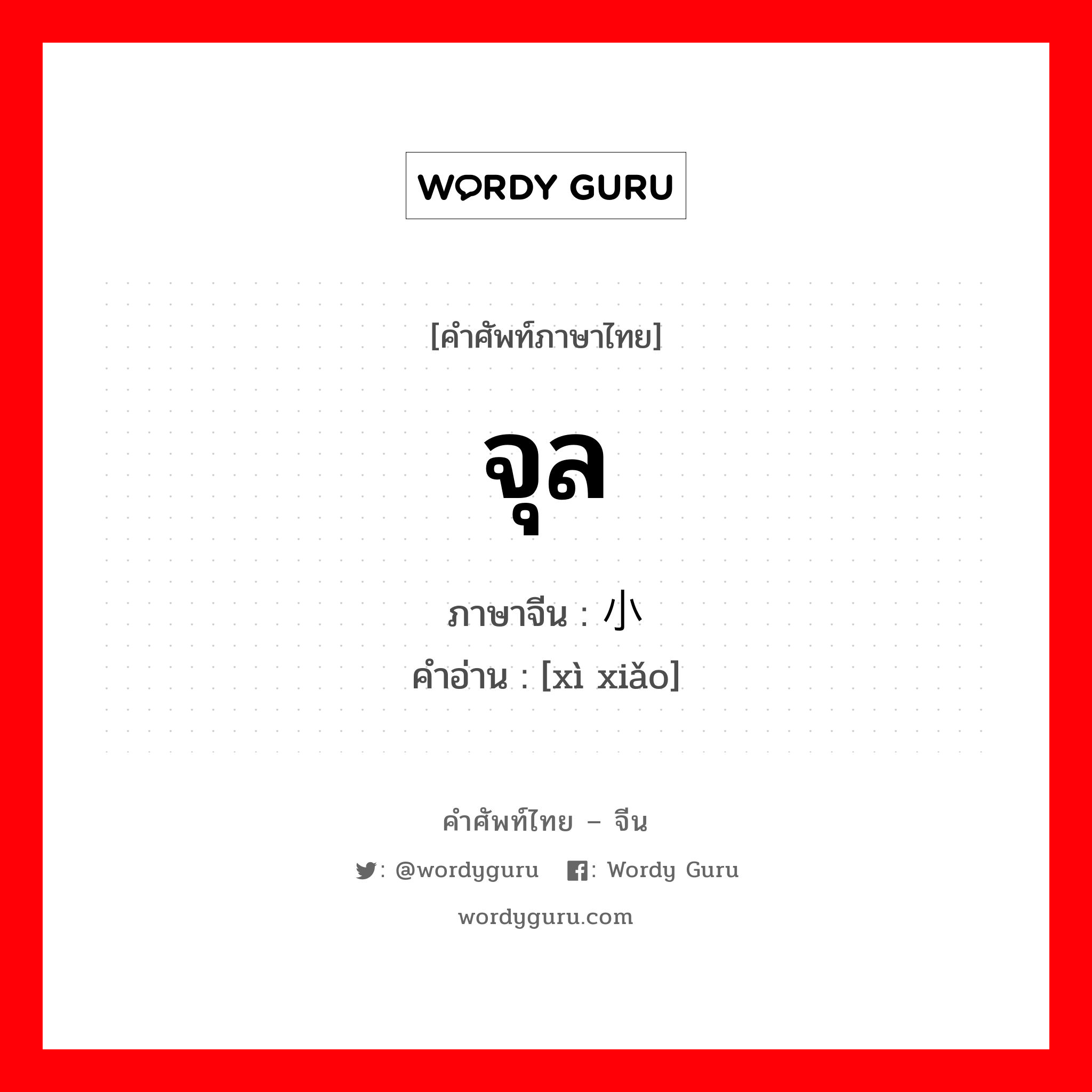 จุล ภาษาจีนคืออะไร, คำศัพท์ภาษาไทย - จีน จุล ภาษาจีน 细小 คำอ่าน [xì xiǎo]