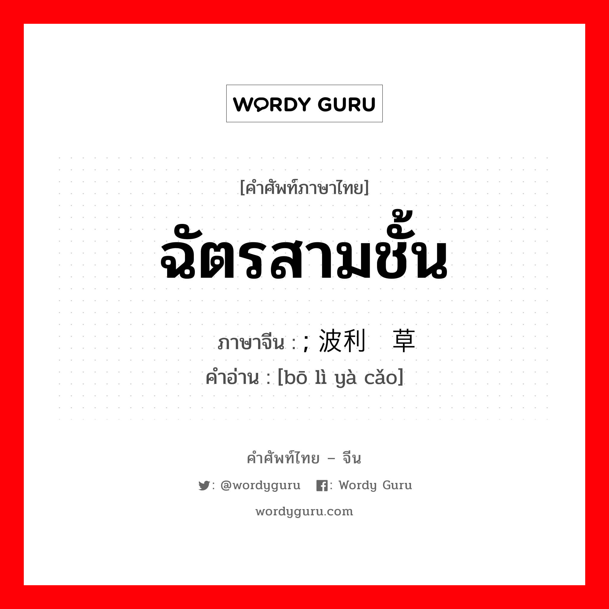 ฉัตรสามชั้น ภาษาจีนคืออะไร, คำศัพท์ภาษาไทย - จีน ฉัตรสามชั้น ภาษาจีน ; 波利亚草 คำอ่าน [bō lì yà cǎo]