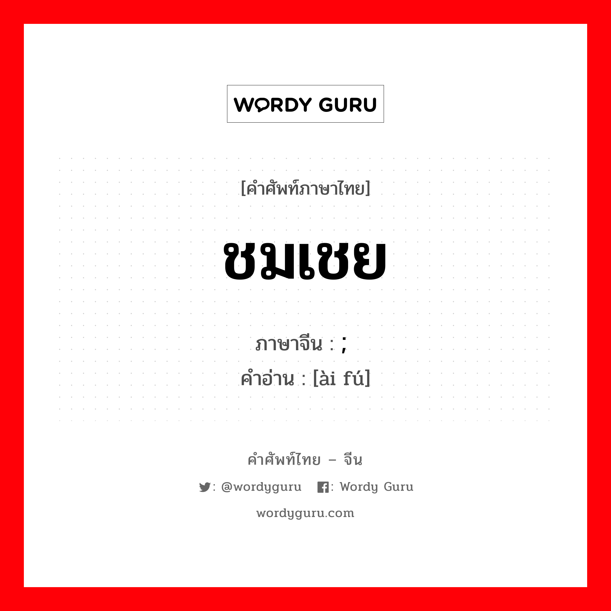 ชมเชย ภาษาจีนคืออะไร, คำศัพท์ภาษาไทย - จีน ชมเชย ภาษาจีน ; 爱抚 คำอ่าน [ài fú]