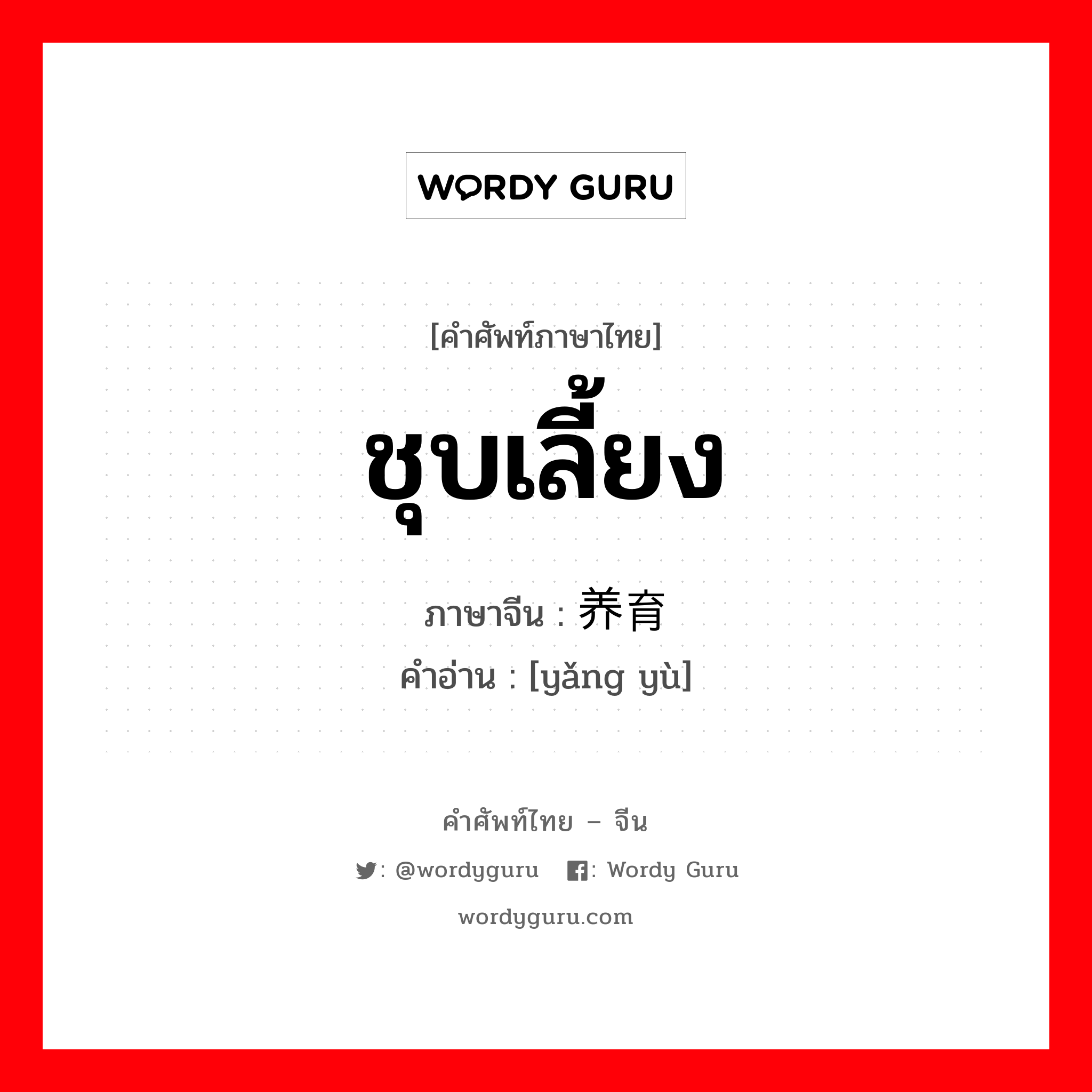 ชุบเลี้ยง ภาษาจีนคืออะไร, คำศัพท์ภาษาไทย - จีน ชุบเลี้ยง ภาษาจีน 养育 คำอ่าน [yǎng yù]