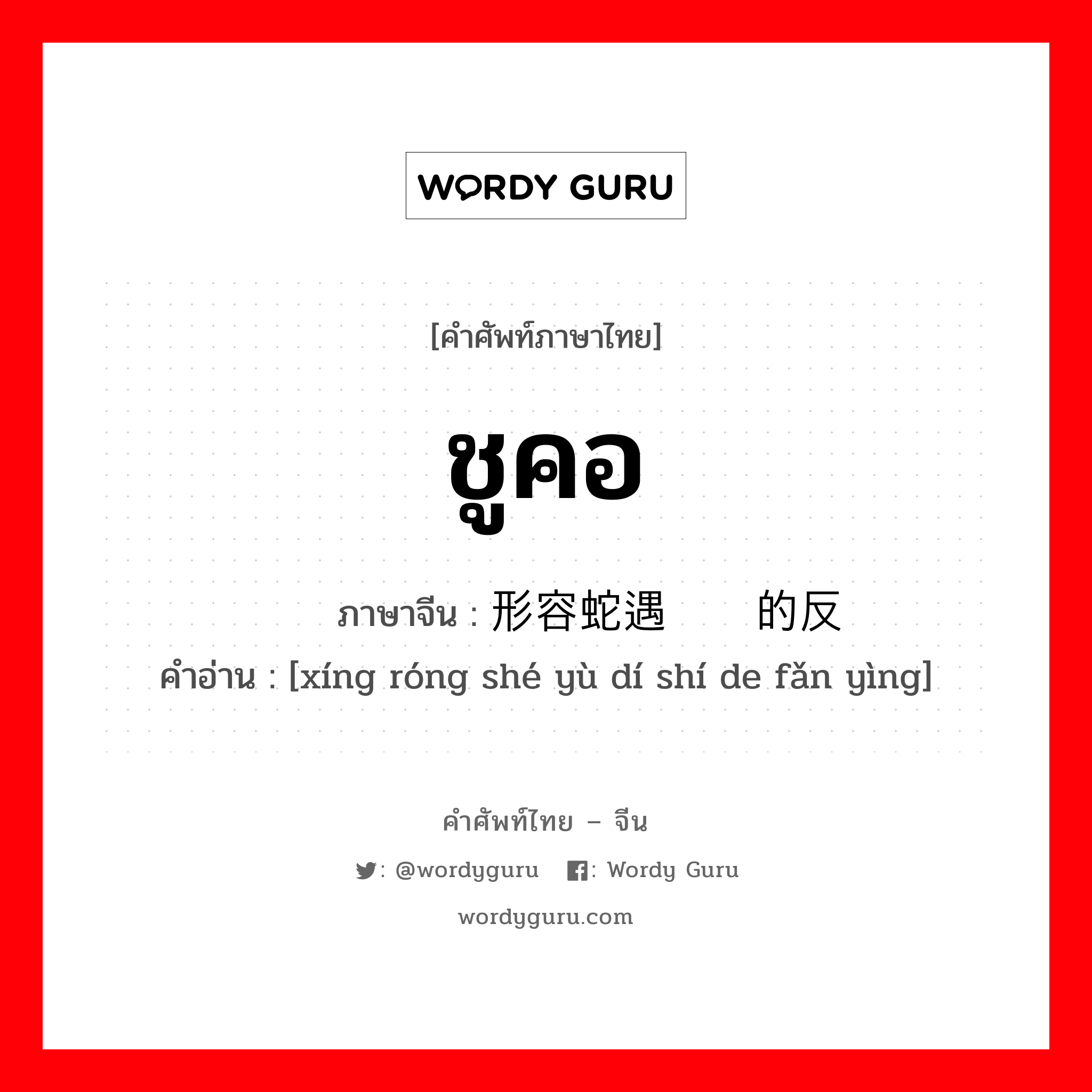 ชูคอ ภาษาจีนคืออะไร, คำศัพท์ภาษาไทย - จีน ชูคอ ภาษาจีน 形容蛇遇敌时的反应 คำอ่าน [xíng róng shé yù dí shí de fǎn yìng]