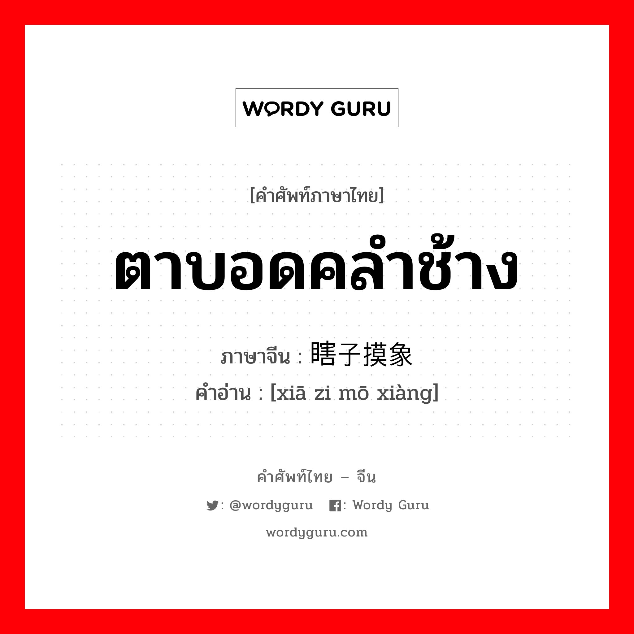 ตาบอดคลำช้าง ภาษาจีนคืออะไร, คำศัพท์ภาษาไทย - จีน ตาบอดคลำช้าง ภาษาจีน 瞎子摸象 คำอ่าน [xiā zi mō xiàng]