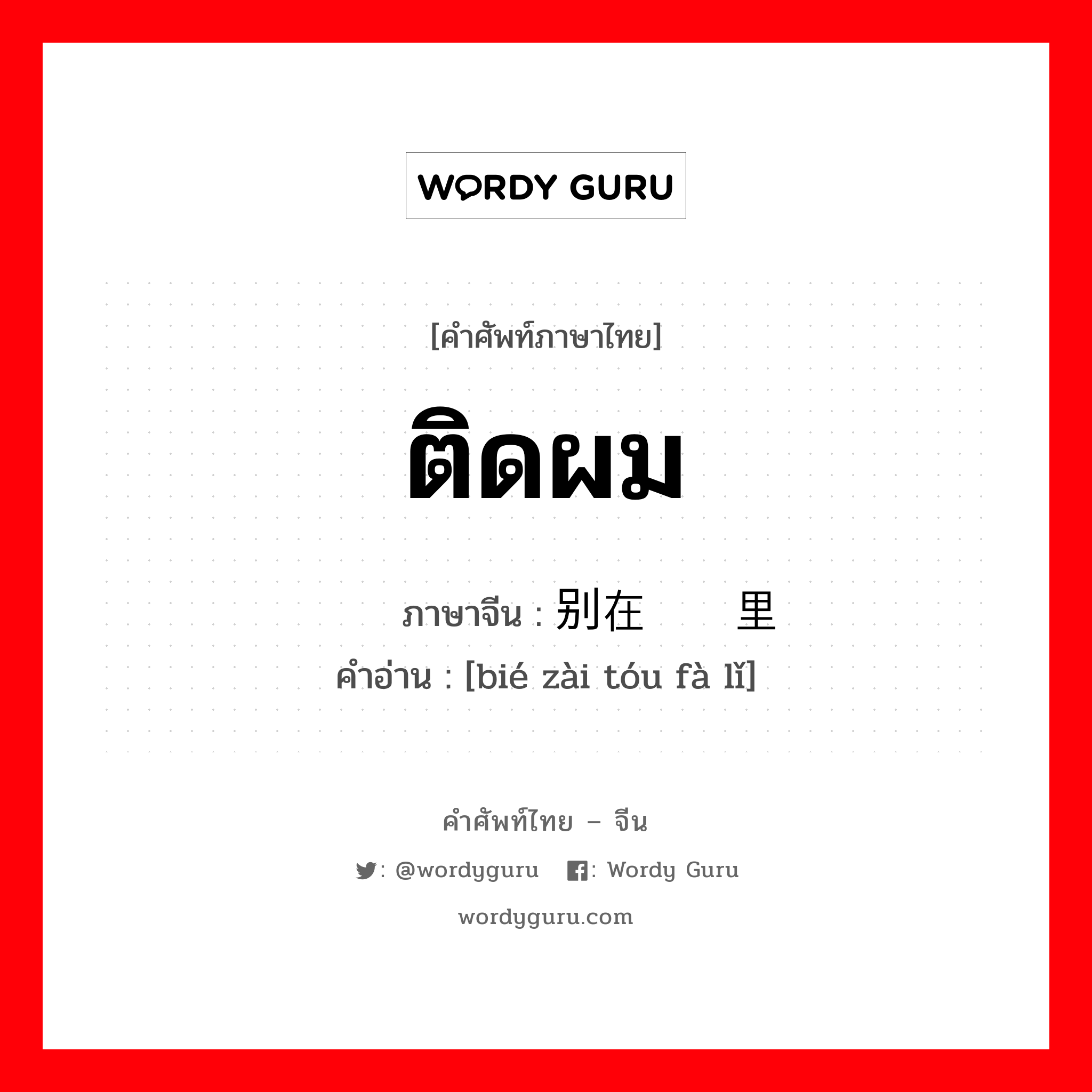 ติดผม ภาษาจีนคืออะไร, คำศัพท์ภาษาไทย - จีน ติดผม ภาษาจีน 别在头发里 คำอ่าน [bié zài tóu fà lǐ]