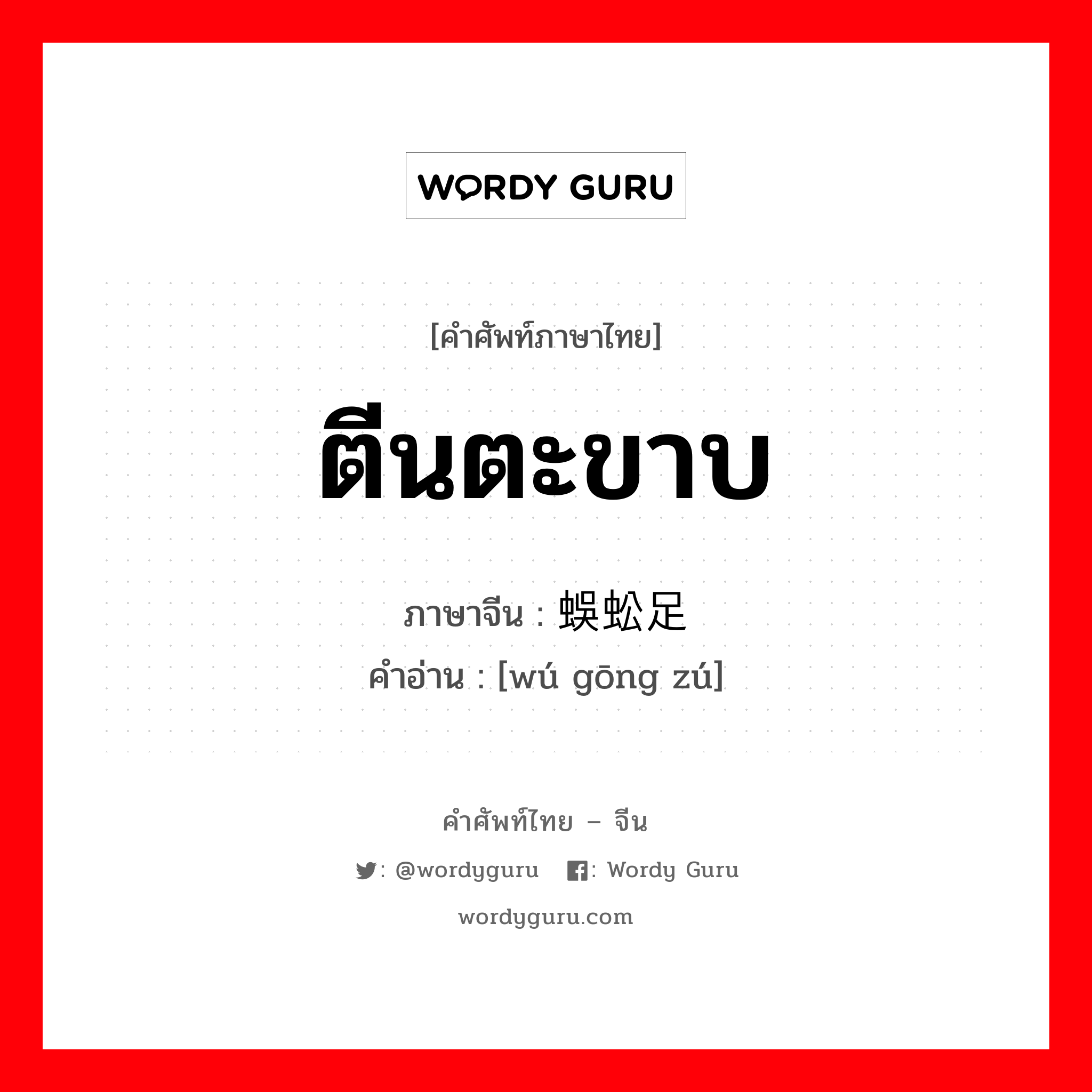 ตีนตะขาบ ภาษาจีนคืออะไร, คำศัพท์ภาษาไทย - จีน ตีนตะขาบ ภาษาจีน 蜈蚣足 คำอ่าน [wú gōng zú]