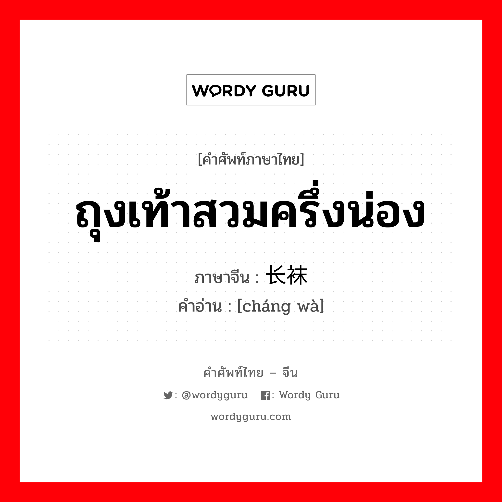 ถุงเท้าสวมครึ่งน่อง ภาษาจีนคืออะไร, คำศัพท์ภาษาไทย - จีน ถุงเท้าสวมครึ่งน่อง ภาษาจีน 长袜 คำอ่าน [cháng wà]