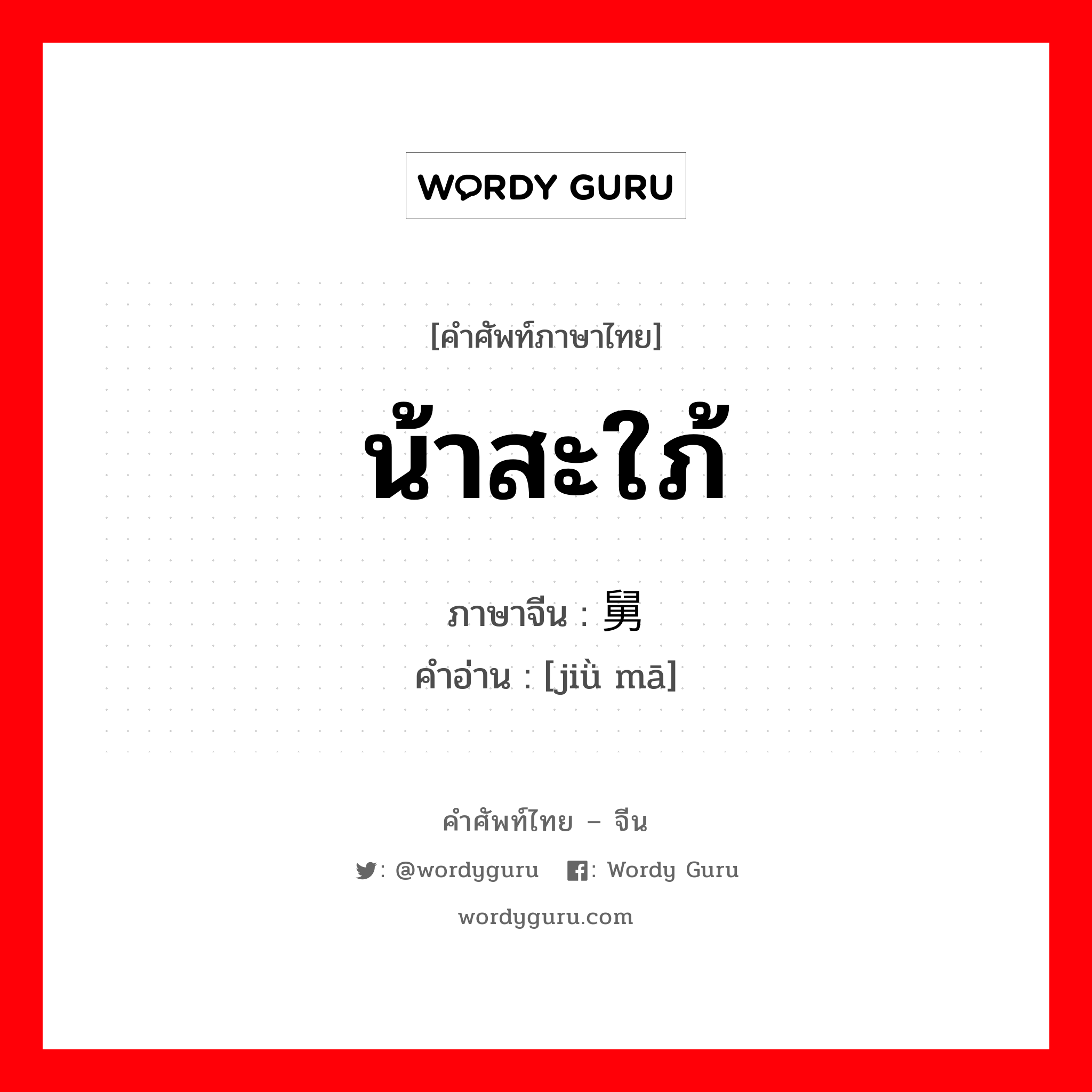 น้าสะใภ้ ภาษาจีนคืออะไร, คำศัพท์ภาษาไทย - จีน น้าสะใภ้ ภาษาจีน 舅妈 คำอ่าน [jiǜ mā]