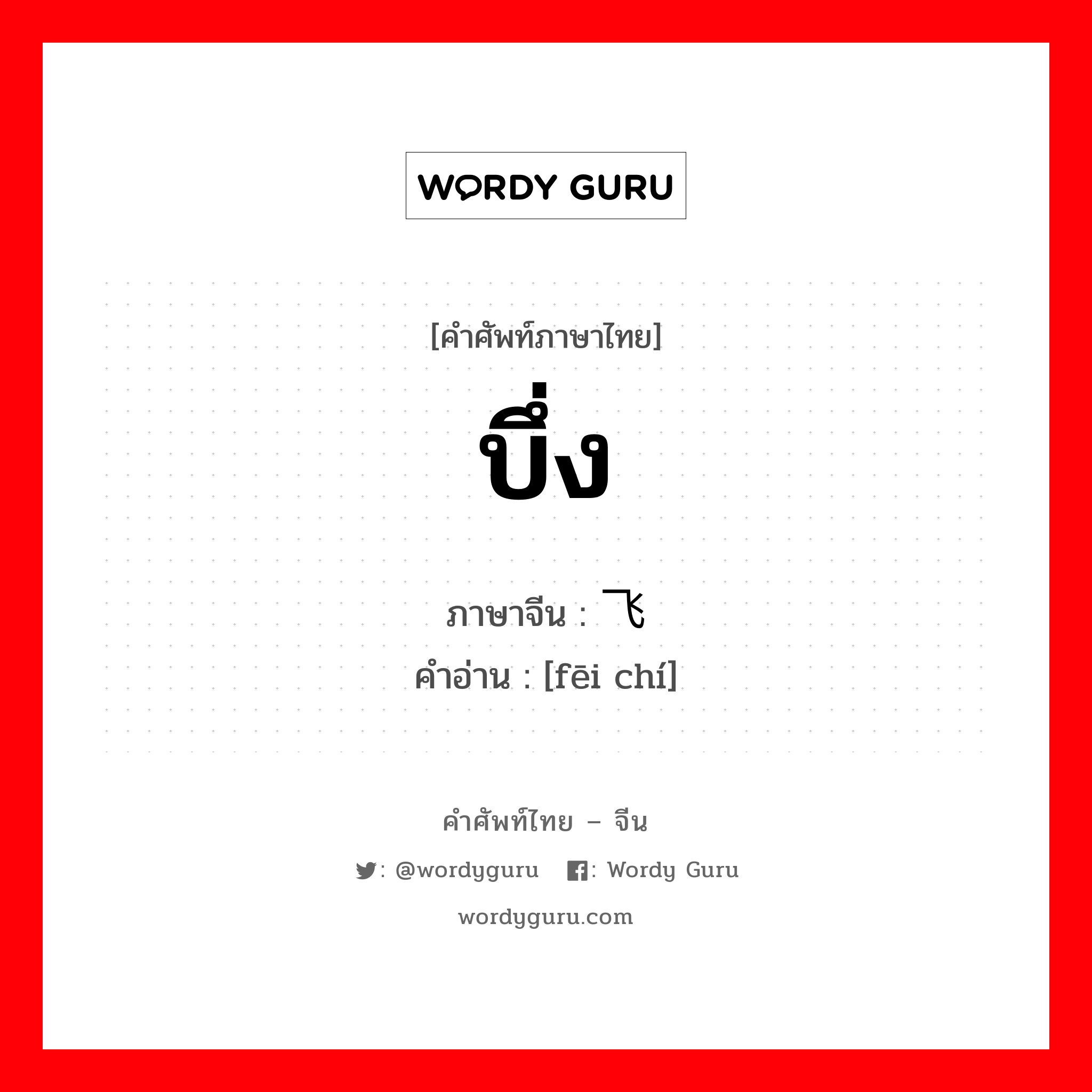 บึ่ง ภาษาจีนคืออะไร, คำศัพท์ภาษาไทย - จีน บึ่ง ภาษาจีน 飞驰 คำอ่าน [fēi chí]