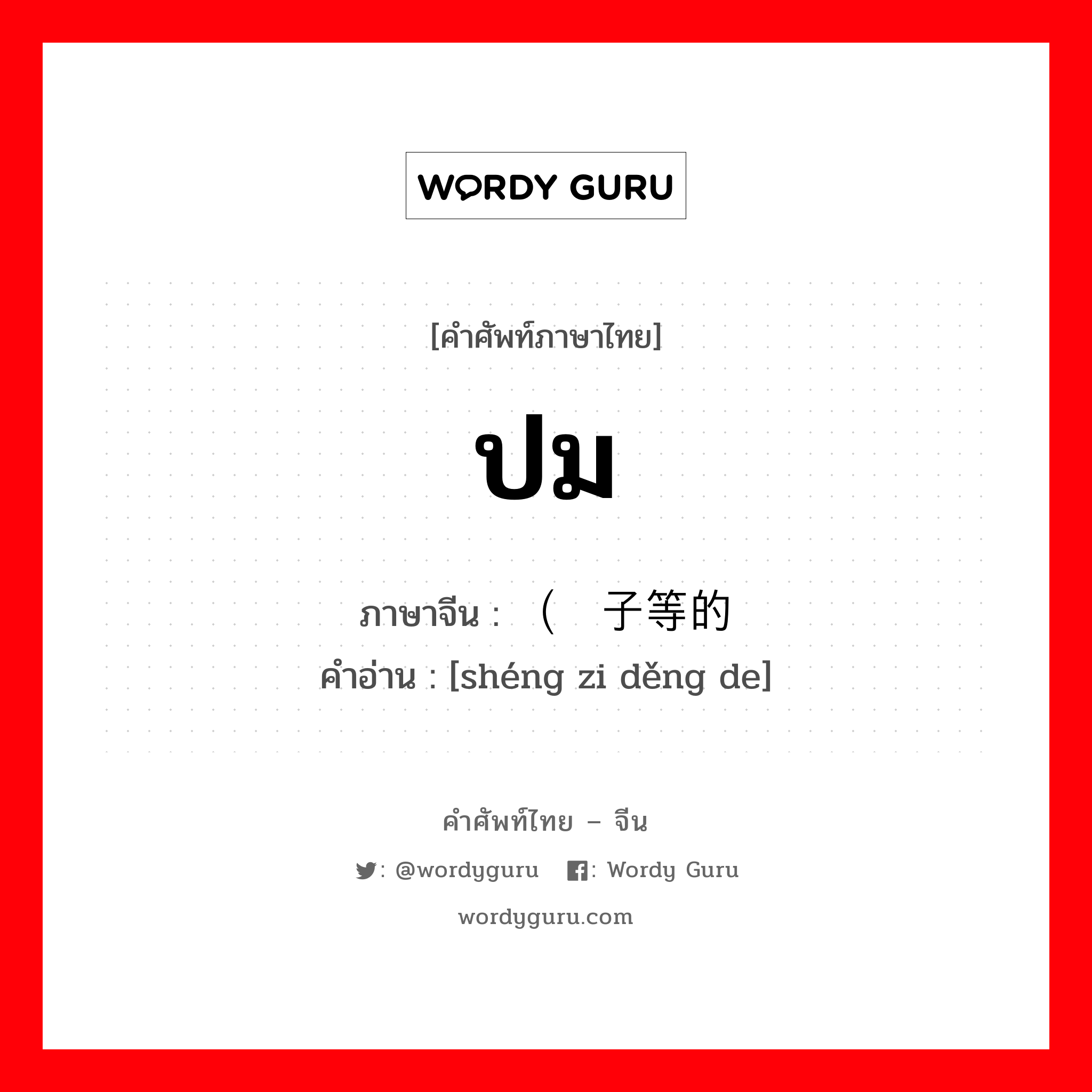 ปม ภาษาจีนคืออะไร, คำศัพท์ภาษาไทย - จีน ปม ภาษาจีน （绳子等的 คำอ่าน [shéng zi děng de]