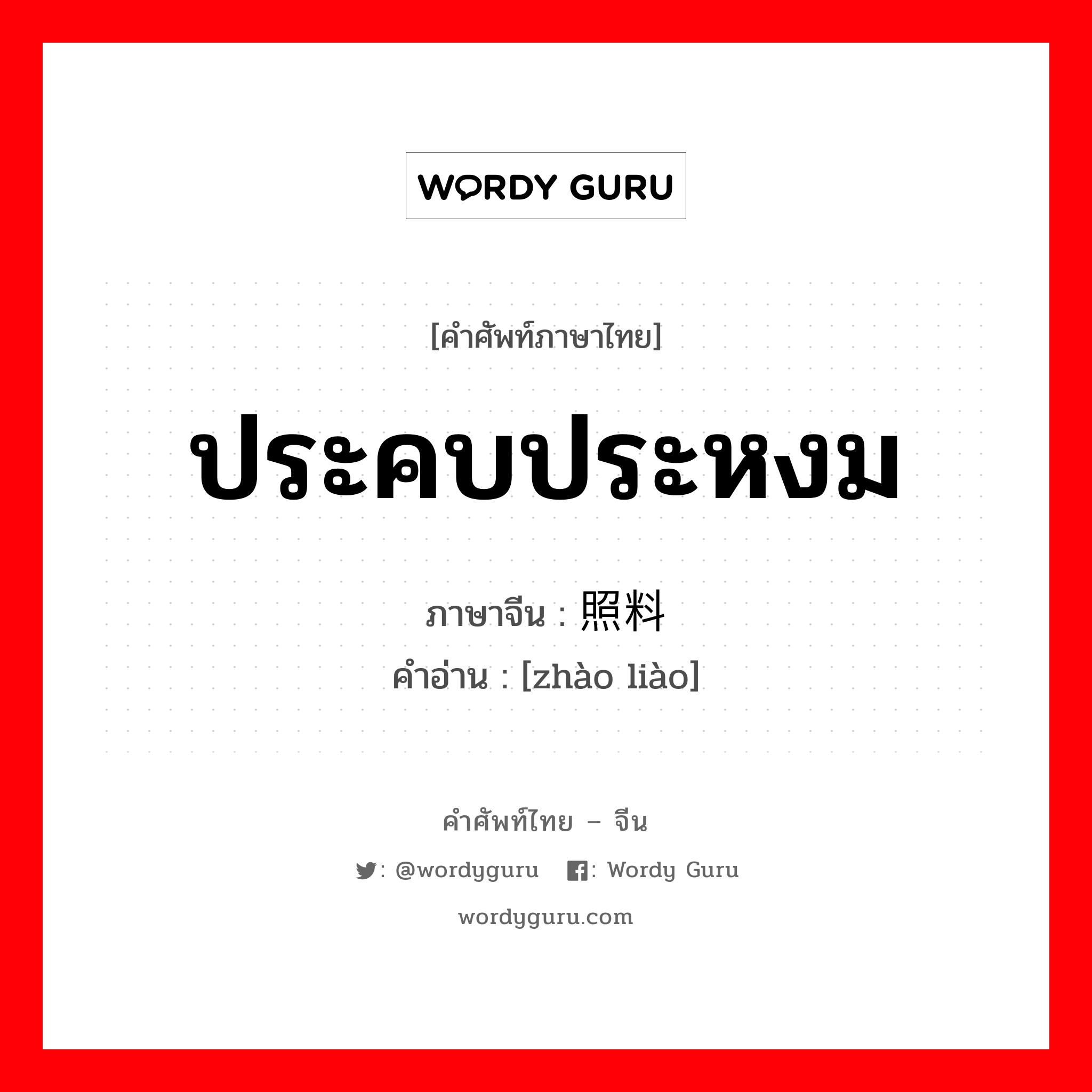 ประคบประหงม ภาษาจีนคืออะไร, คำศัพท์ภาษาไทย - จีน ประคบประหงม ภาษาจีน 照料 คำอ่าน [zhào liào]