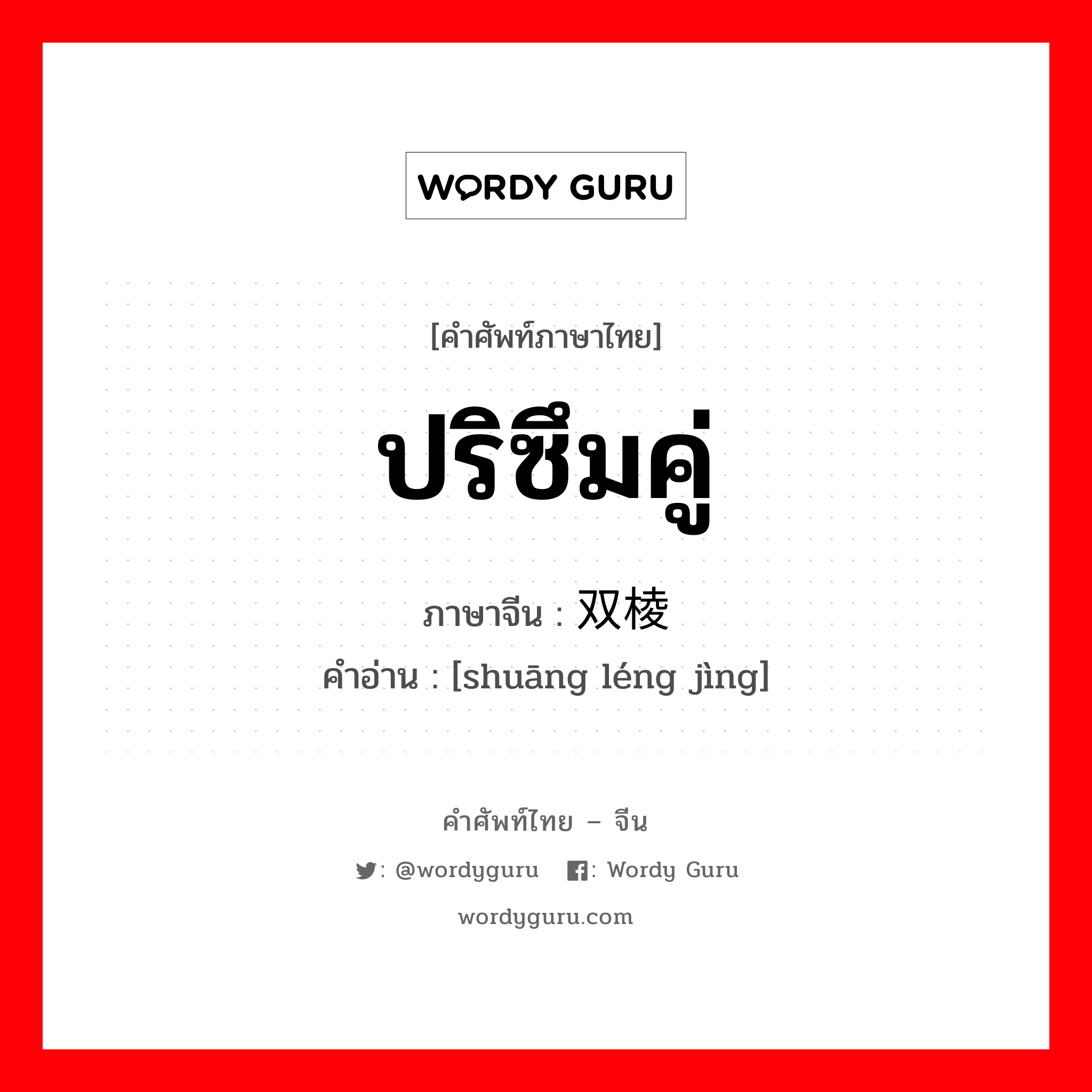 ปริซึมคู่ ภาษาจีนคืออะไร, คำศัพท์ภาษาไทย - จีน ปริซึมคู่ ภาษาจีน 双棱镜 คำอ่าน [shuāng léng jìng]