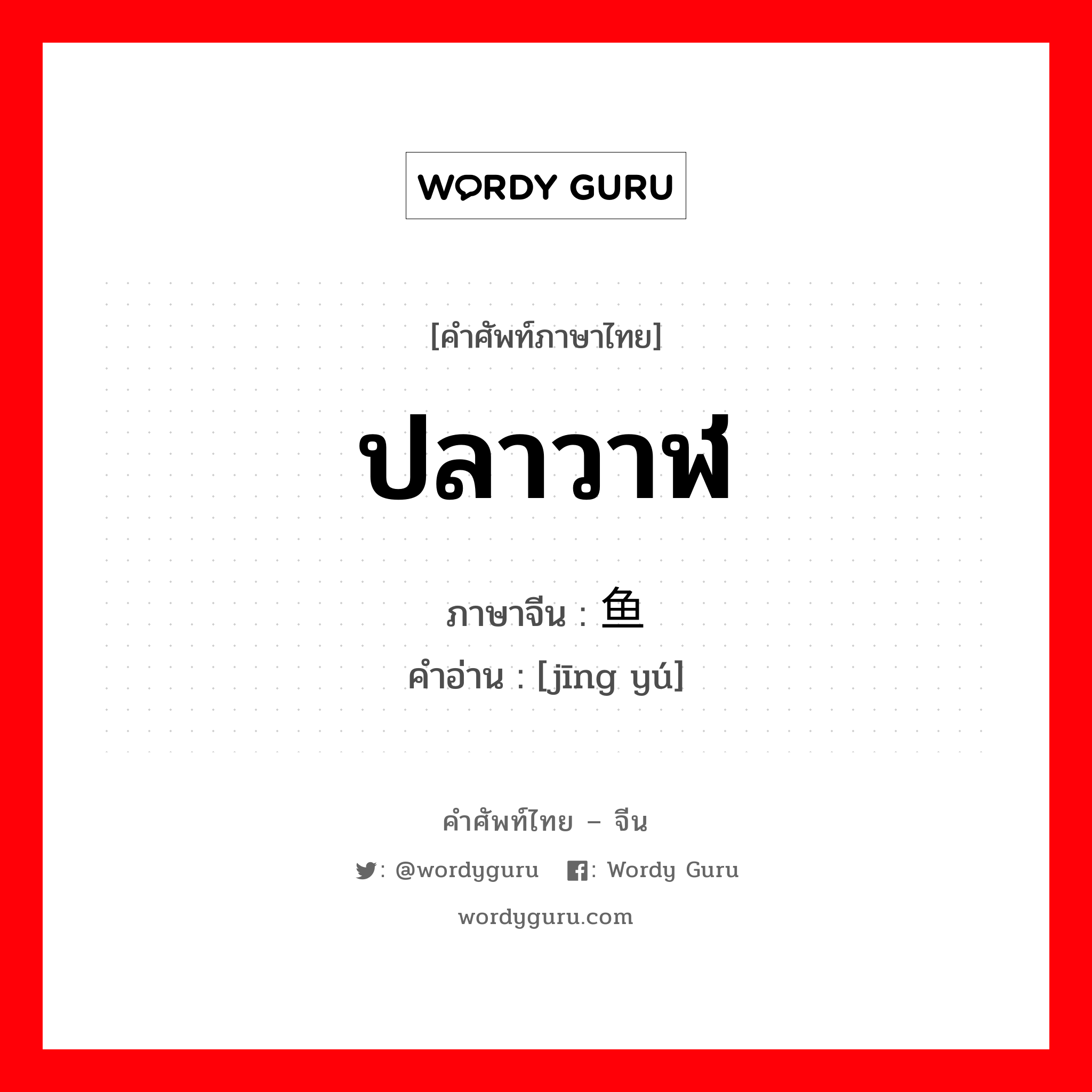 ปลาวาฬ ภาษาจีนคืออะไร, คำศัพท์ภาษาไทย - จีน ปลาวาฬ ภาษาจีน 鲸鱼 คำอ่าน [jīng yú]