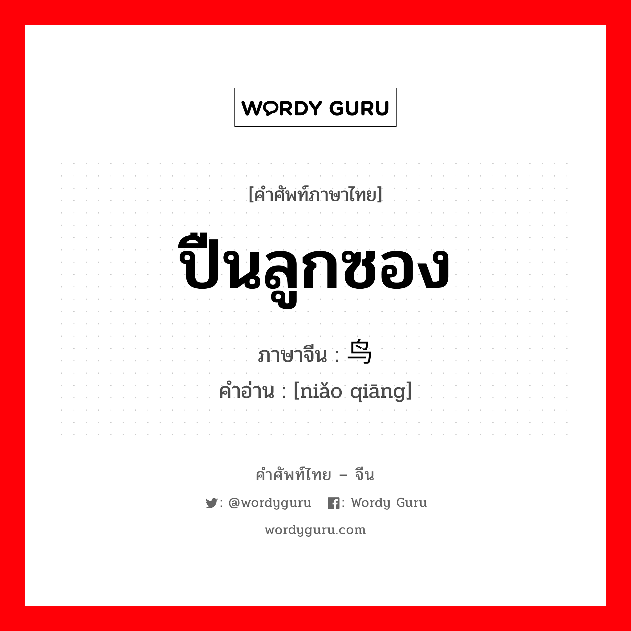 ปืนลูกซอง ภาษาจีนคืออะไร, คำศัพท์ภาษาไทย - จีน ปืนลูกซอง ภาษาจีน 鸟枪 คำอ่าน [niǎo qiāng]