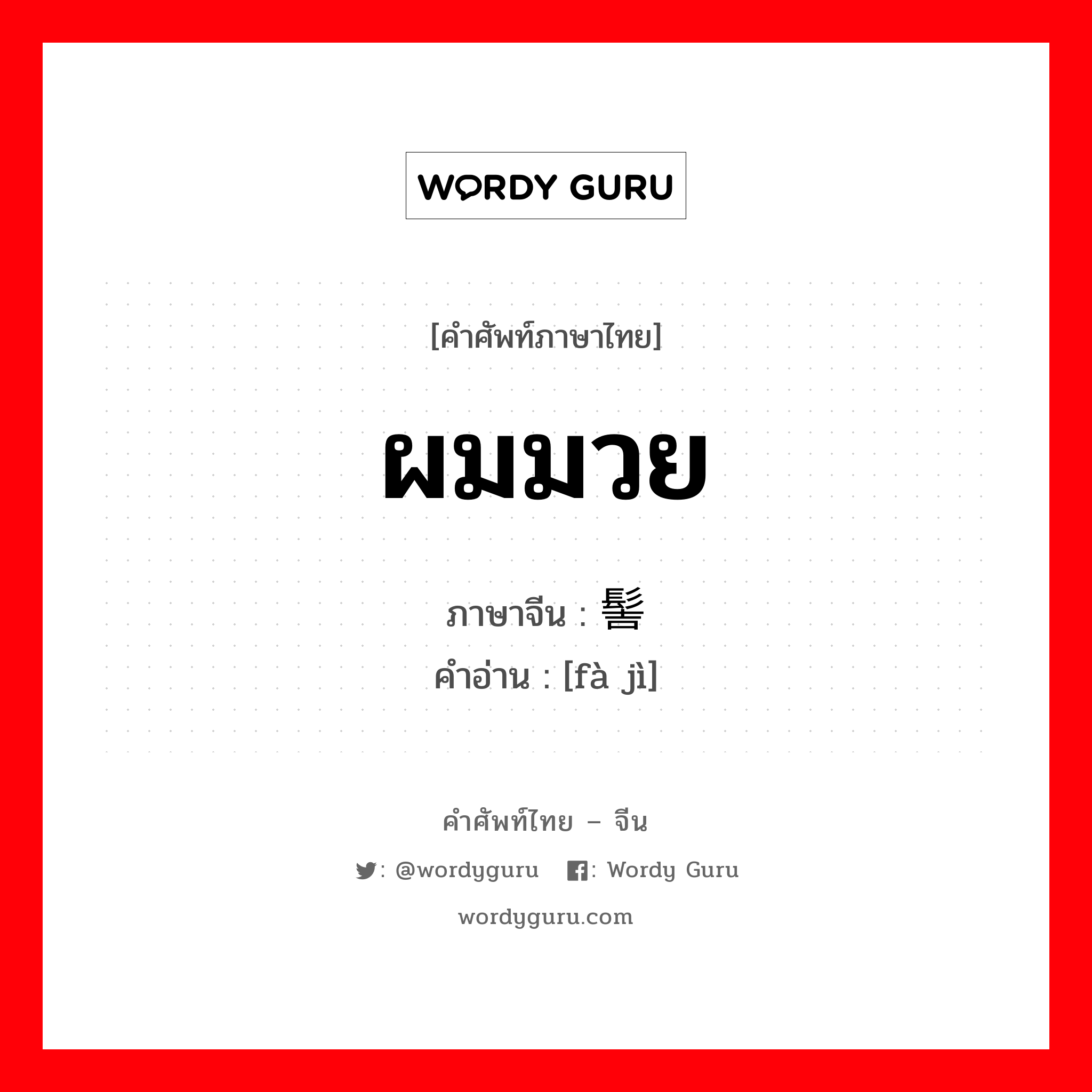 ผมมวย ภาษาจีนคืออะไร, คำศัพท์ภาษาไทย - จีน ผมมวย ภาษาจีน 发髻 คำอ่าน [fà jì]