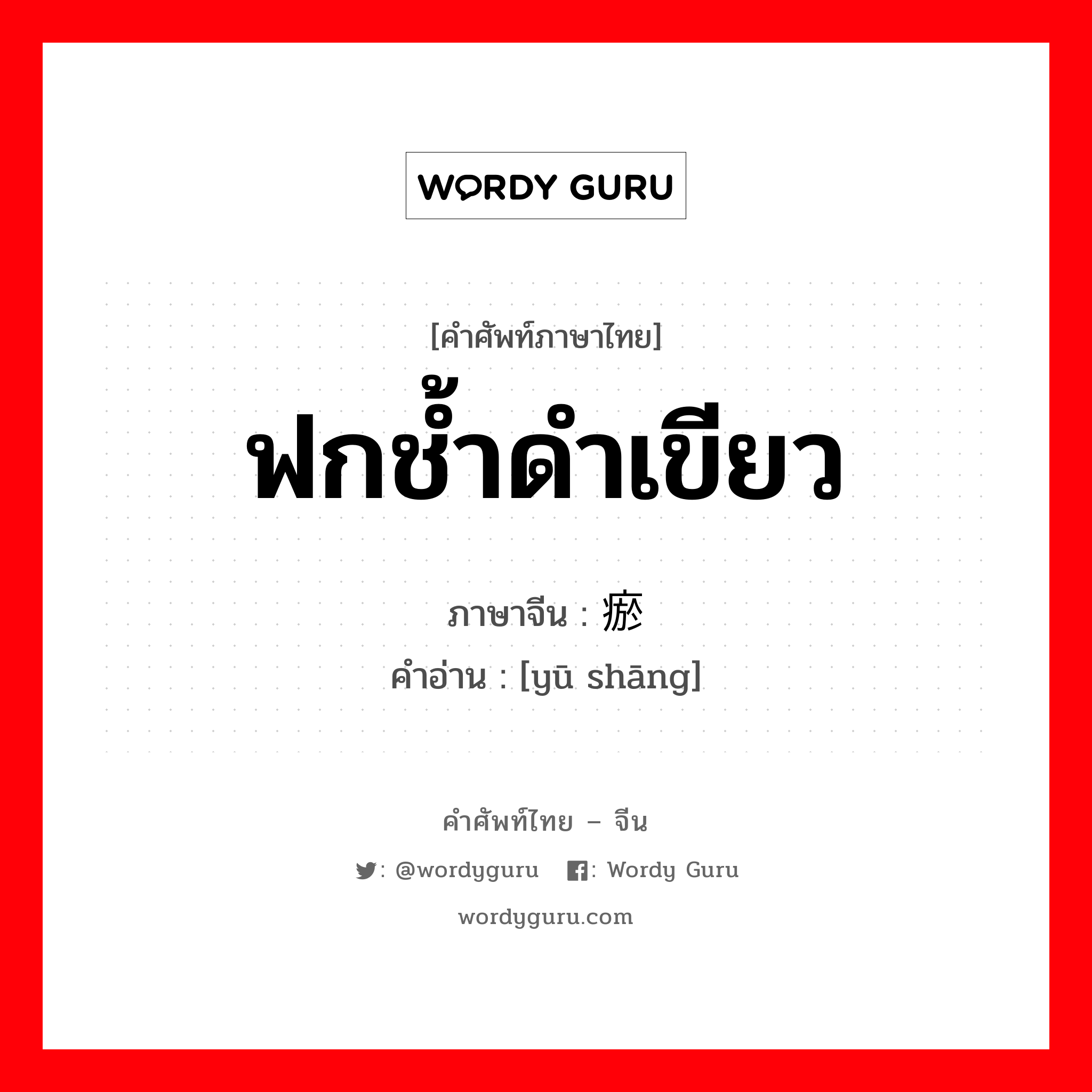 ฟกช้ำดำเขียว ภาษาจีนคืออะไร, คำศัพท์ภาษาไทย - จีน ฟกช้ำดำเขียว ภาษาจีน 瘀伤 คำอ่าน [yū shāng]