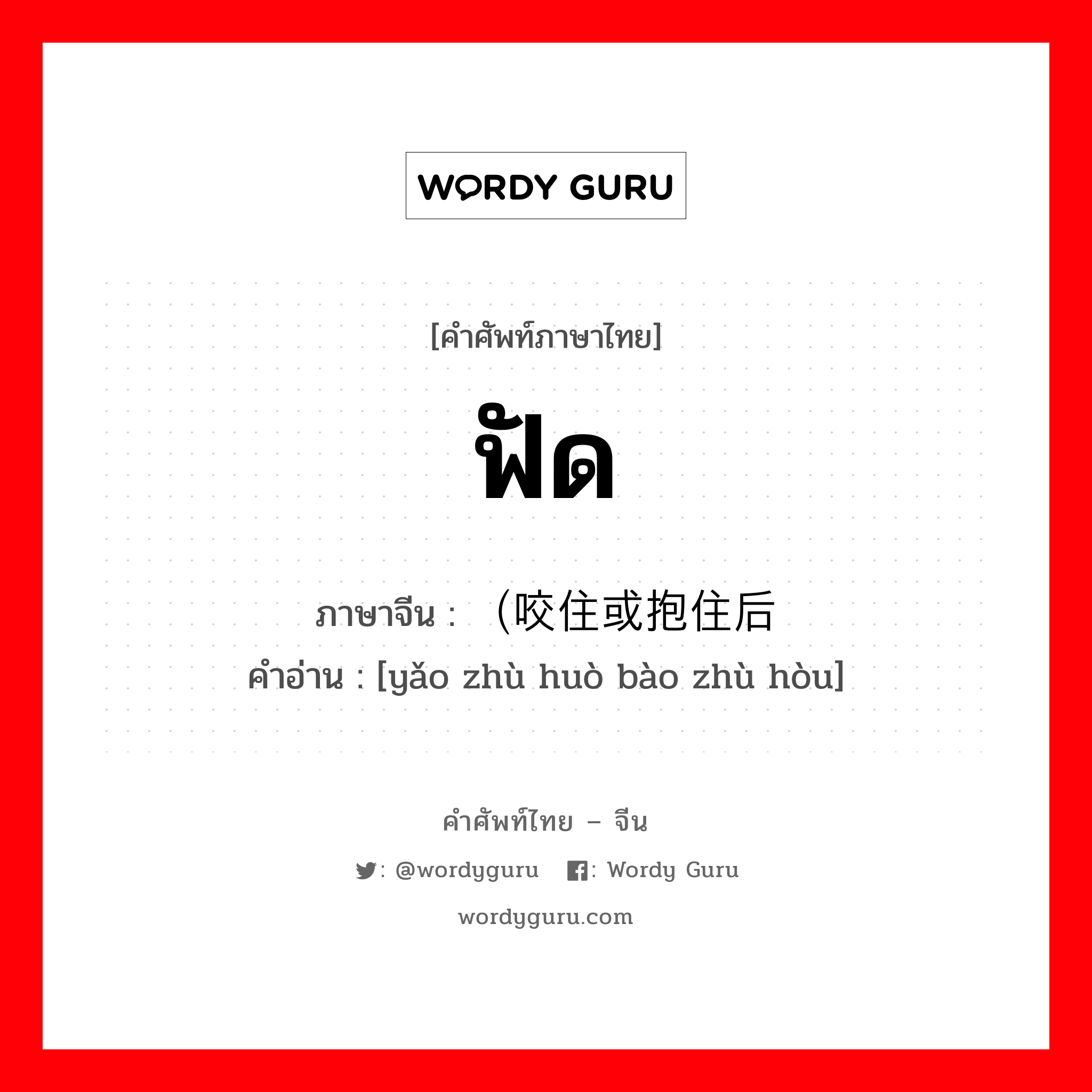 ฟัด ภาษาจีนคืออะไร, คำศัพท์ภาษาไทย - จีน ฟัด ภาษาจีน （咬住或抱住后 คำอ่าน [yǎo zhù huò bào zhù hòu]