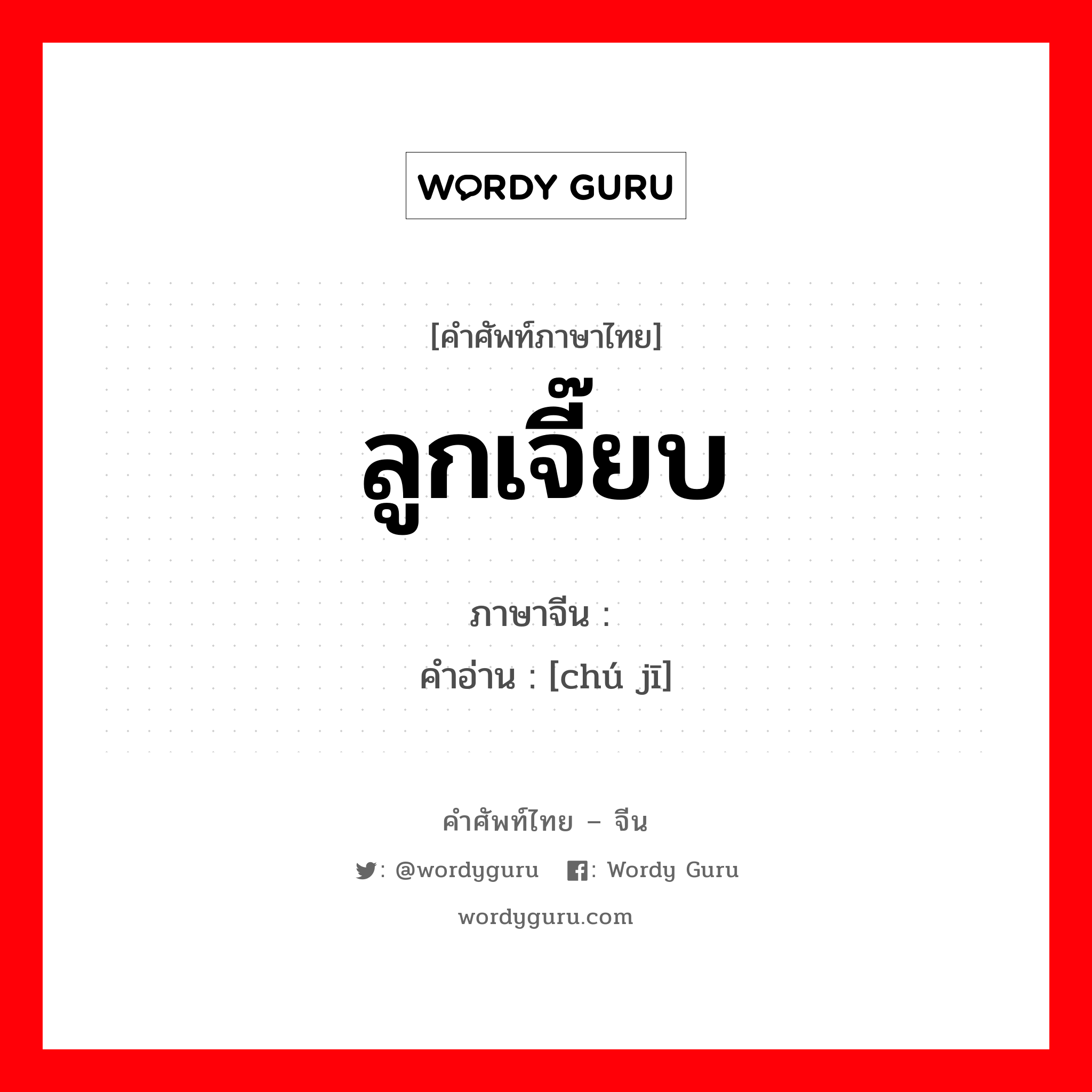 ลูกเจี๊ยบ ภาษาจีนคืออะไร, คำศัพท์ภาษาไทย - จีน ลูกเจี๊ยบ ภาษาจีน 雏鸡 คำอ่าน [chú jī]