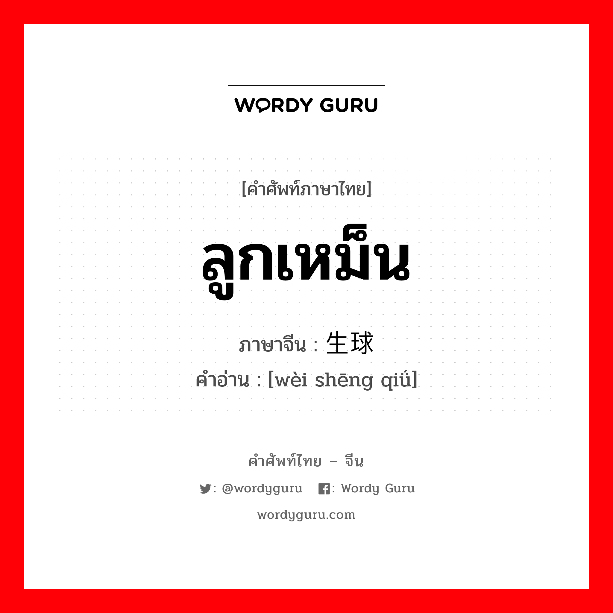 ลูกเหม็น ภาษาจีนคืออะไร, คำศัพท์ภาษาไทย - จีน ลูกเหม็น ภาษาจีน 卫生球 คำอ่าน [wèi shēng qiǘ]