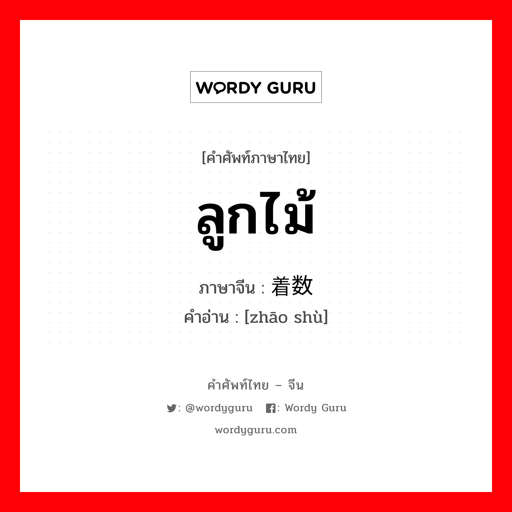 ลูกไม้ ภาษาจีนคืออะไร, คำศัพท์ภาษาไทย - จีน ลูกไม้ ภาษาจีน 着数 คำอ่าน [zhāo shù]