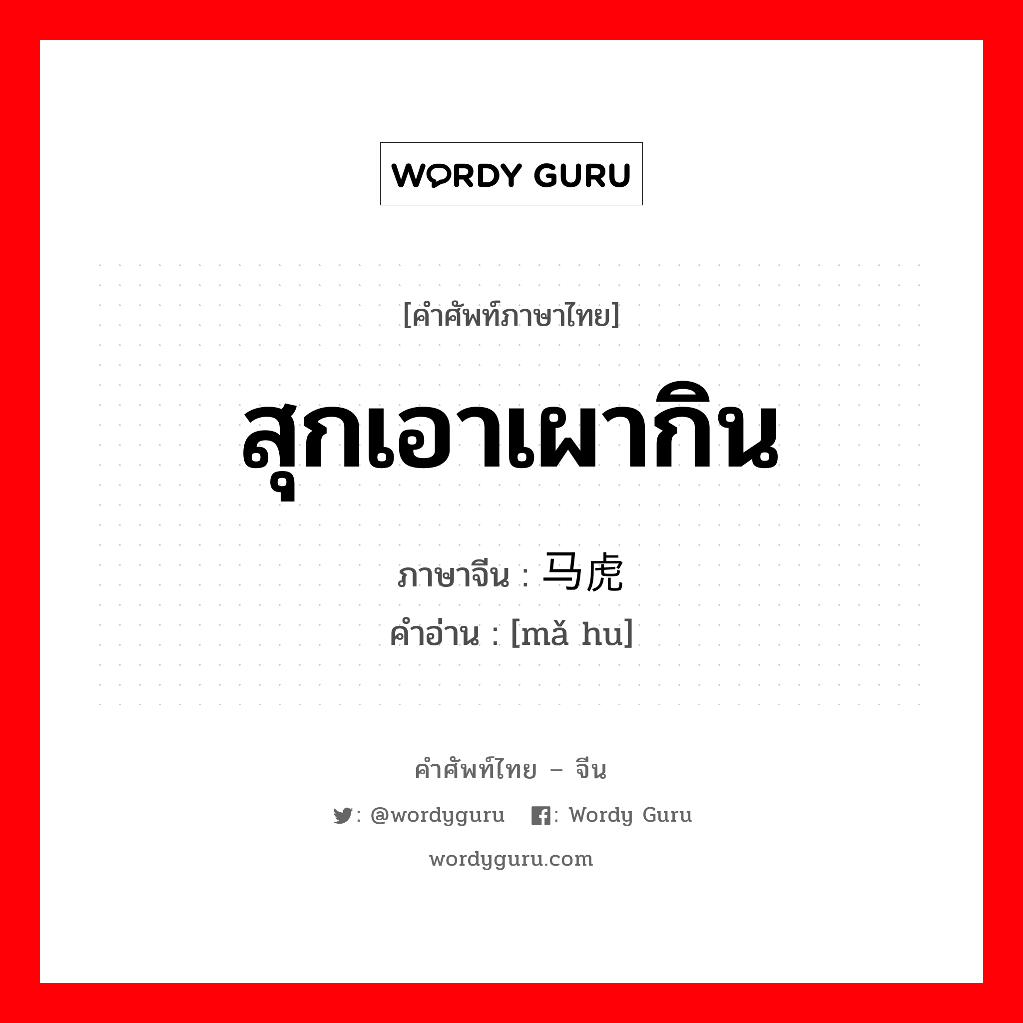 สุกเอาเผากิน ภาษาจีนคืออะไร, คำศัพท์ภาษาไทย - จีน สุกเอาเผากิน ภาษาจีน 马虎 คำอ่าน [mǎ hu]