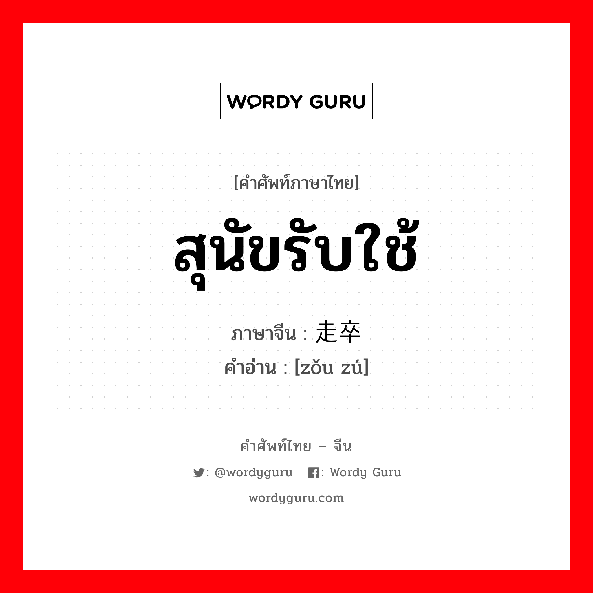 สุนัขรับใช้ ภาษาจีนคืออะไร, คำศัพท์ภาษาไทย - จีน สุนัขรับใช้ ภาษาจีน 走卒 คำอ่าน [zǒu zú]