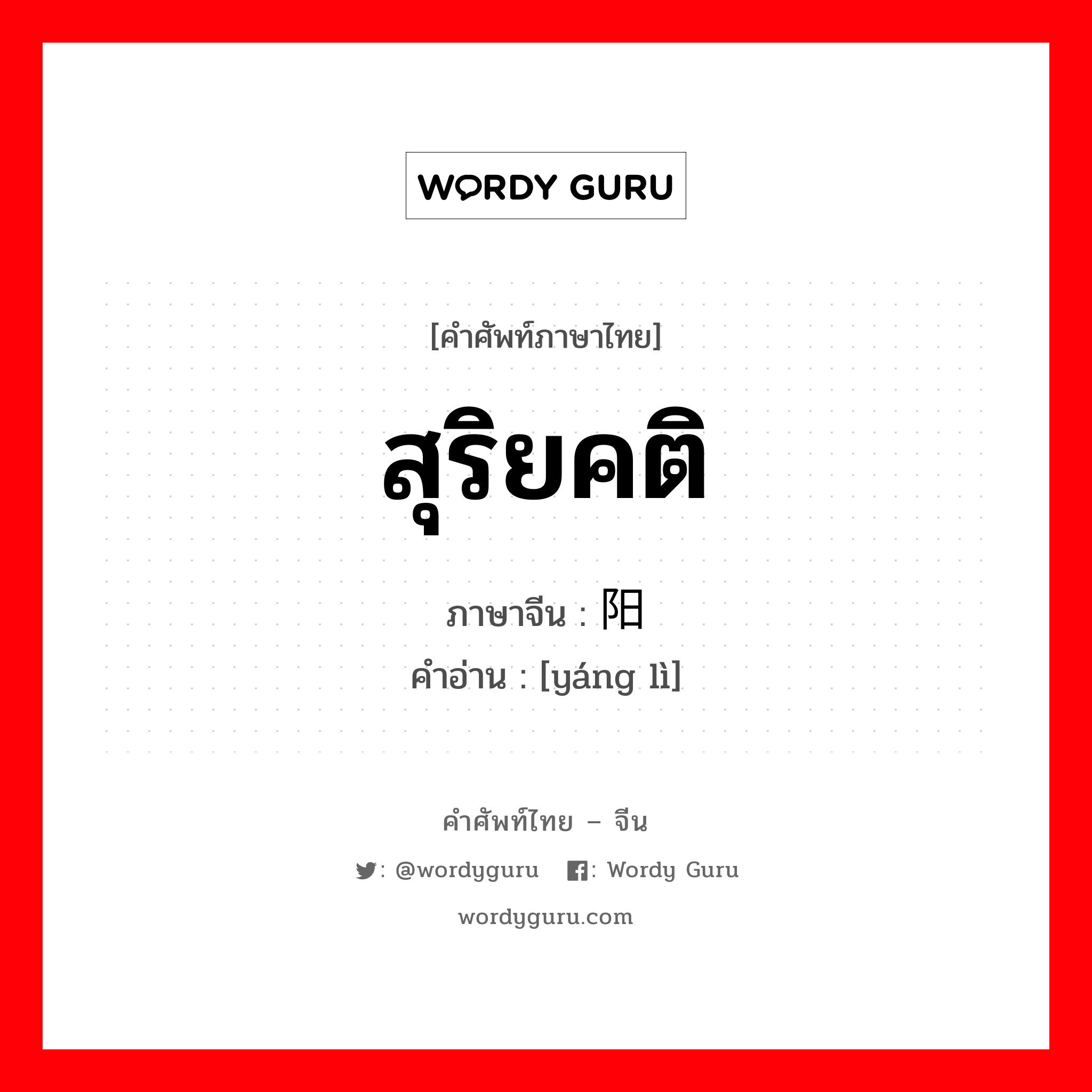 สุริยคติ ภาษาจีนคืออะไร, คำศัพท์ภาษาไทย - จีน สุริยคติ ภาษาจีน 阳历 คำอ่าน [yáng lì]