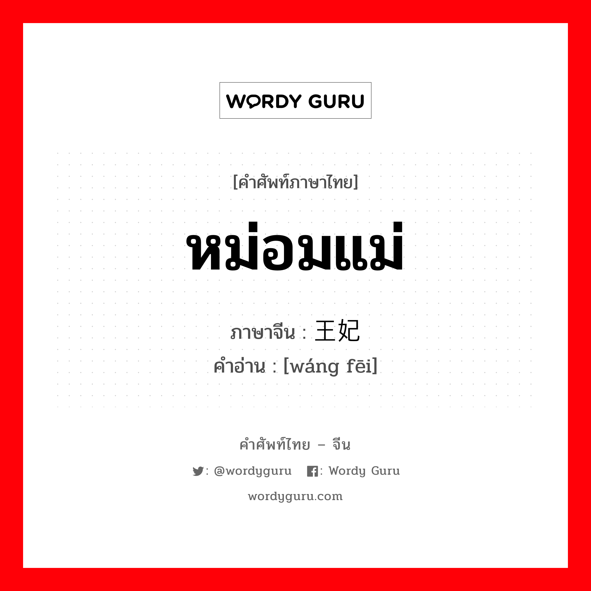 หม่อมแม่ ภาษาจีนคืออะไร, คำศัพท์ภาษาไทย - จีน หม่อมแม่ ภาษาจีน 王妃 คำอ่าน [wáng fēi]