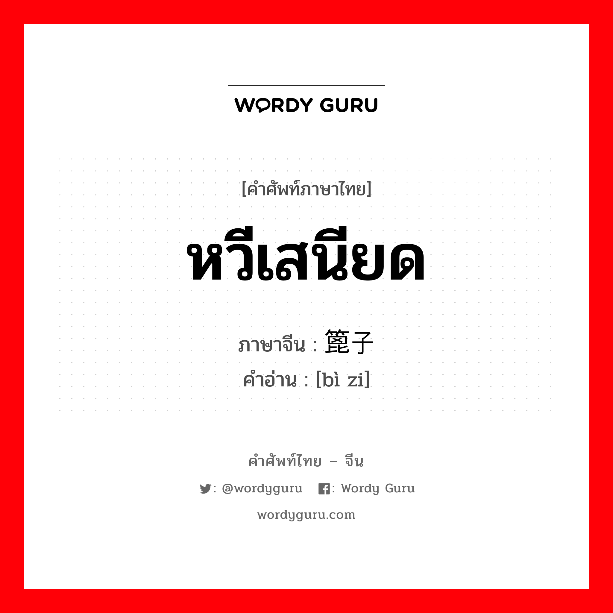 หวีเสนียด ภาษาจีนคืออะไร, คำศัพท์ภาษาไทย - จีน หวีเสนียด ภาษาจีน 篦子 คำอ่าน [bì zi]