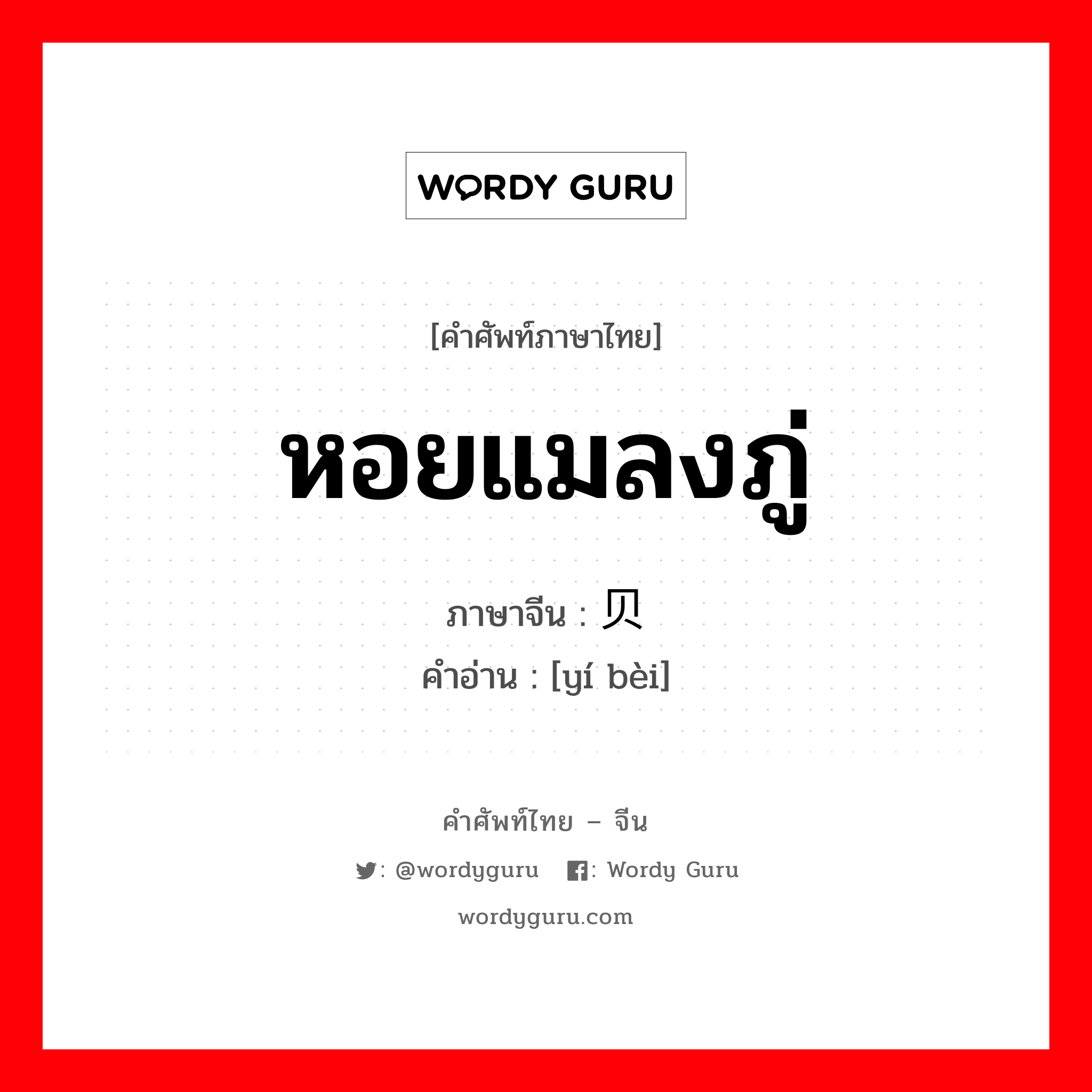 หอยแมลงภู่ ภาษาจีนคืออะไร, คำศัพท์ภาษาไทย - จีน หอยแมลงภู่ ภาษาจีน 贻贝 คำอ่าน [yí bèi]