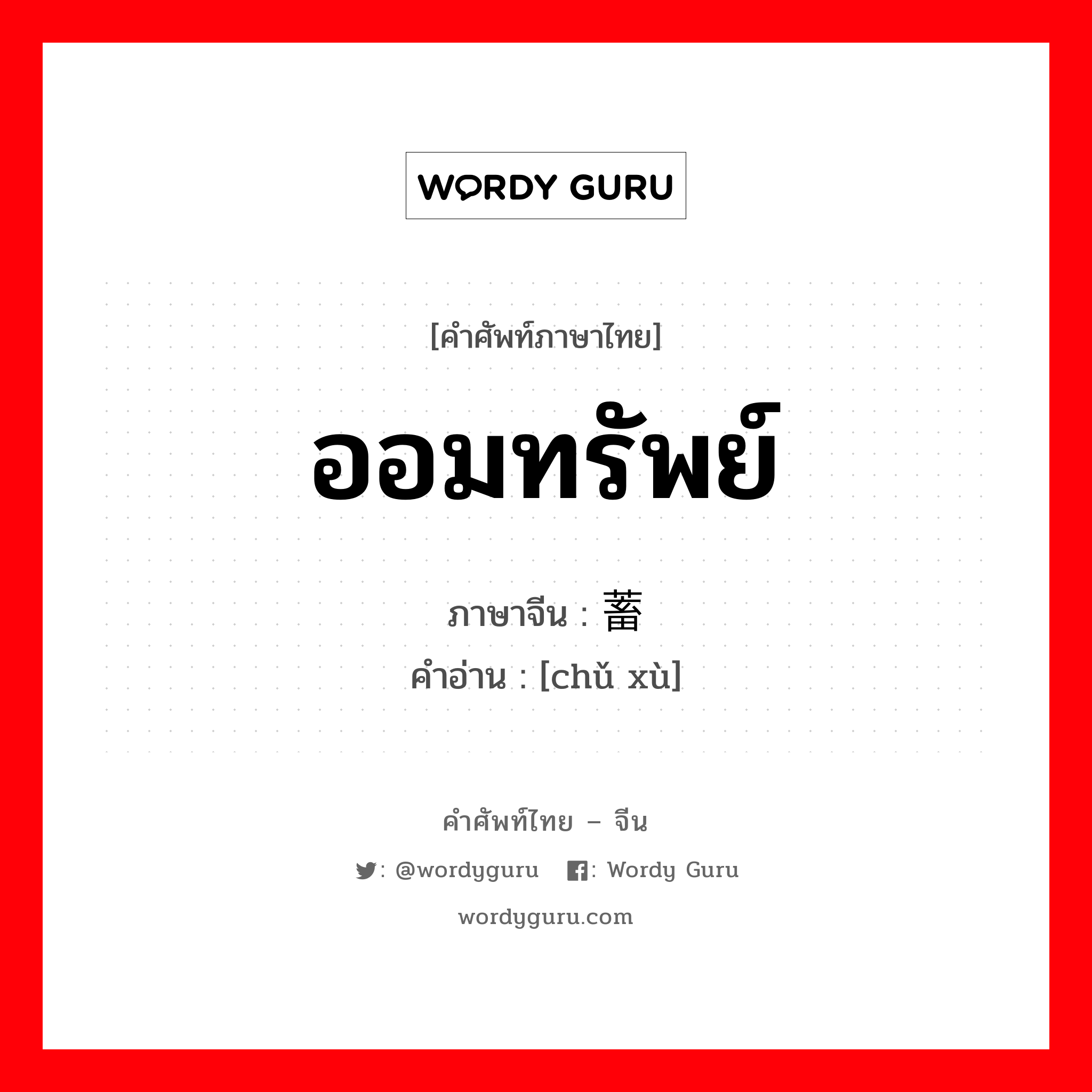 ออมทรัพย์ ภาษาจีนคืออะไร, คำศัพท์ภาษาไทย - จีน ออมทรัพย์ ภาษาจีน 储蓄 คำอ่าน [chǔ xù]