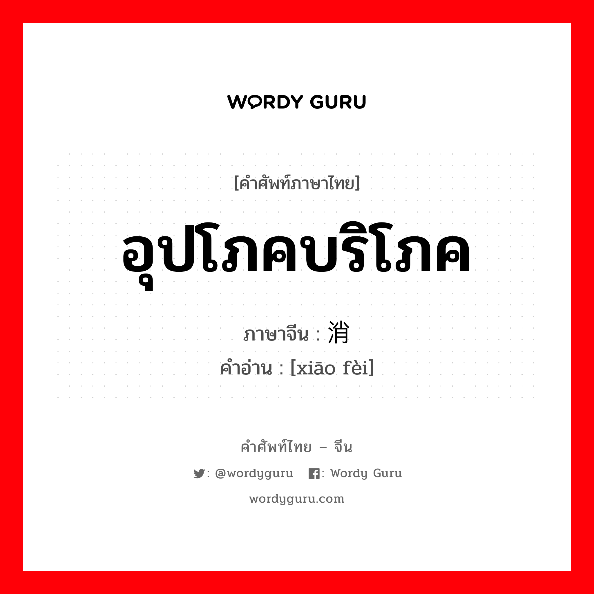 อุปโภคบริโภค ภาษาจีนคืออะไร, คำศัพท์ภาษาไทย - จีน อุปโภคบริโภค ภาษาจีน 消费 คำอ่าน [xiāo fèi]