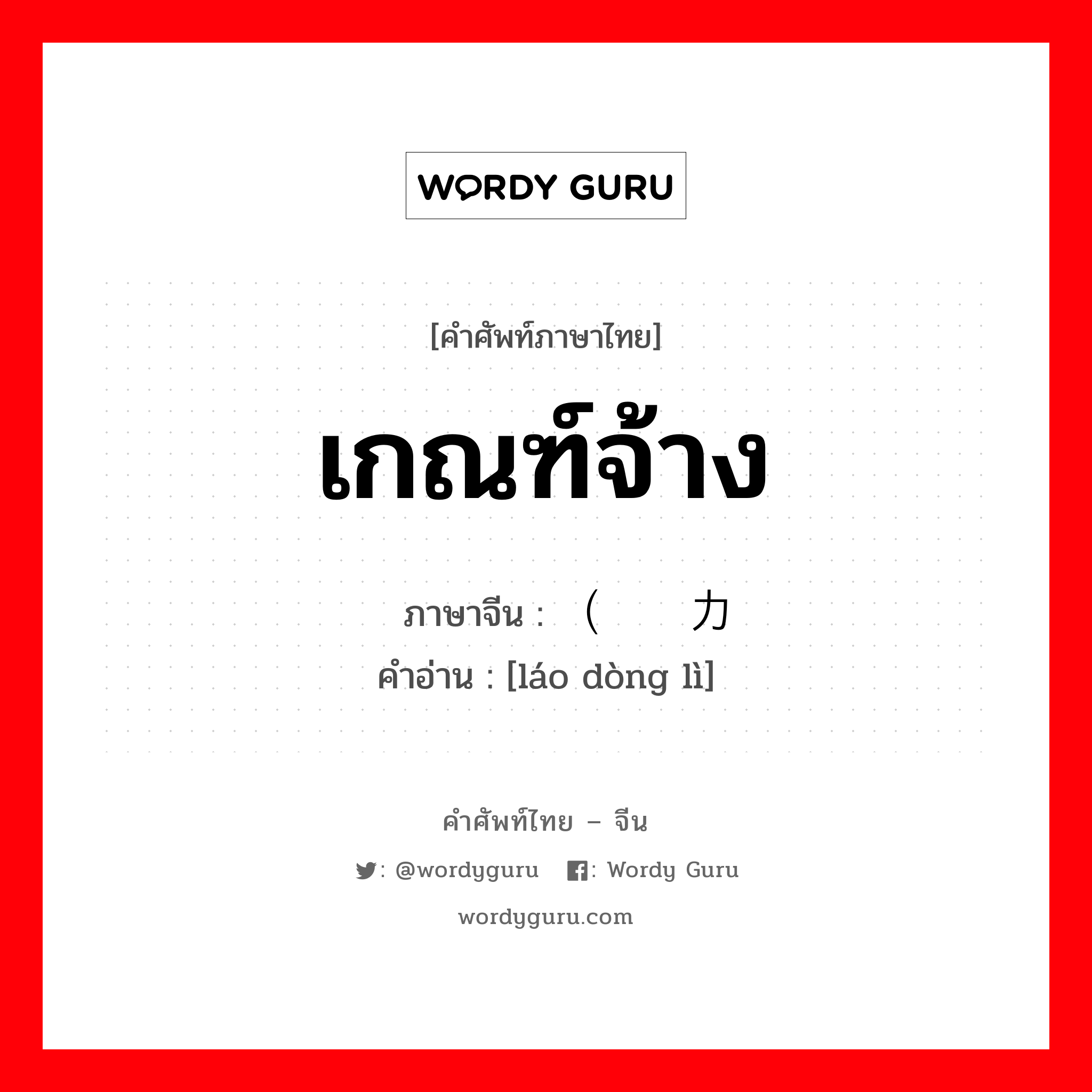 เกณฑ์จ้าง ภาษาจีนคืออะไร, คำศัพท์ภาษาไทย - จีน เกณฑ์จ้าง ภาษาจีน （劳动力 คำอ่าน [láo dòng lì]