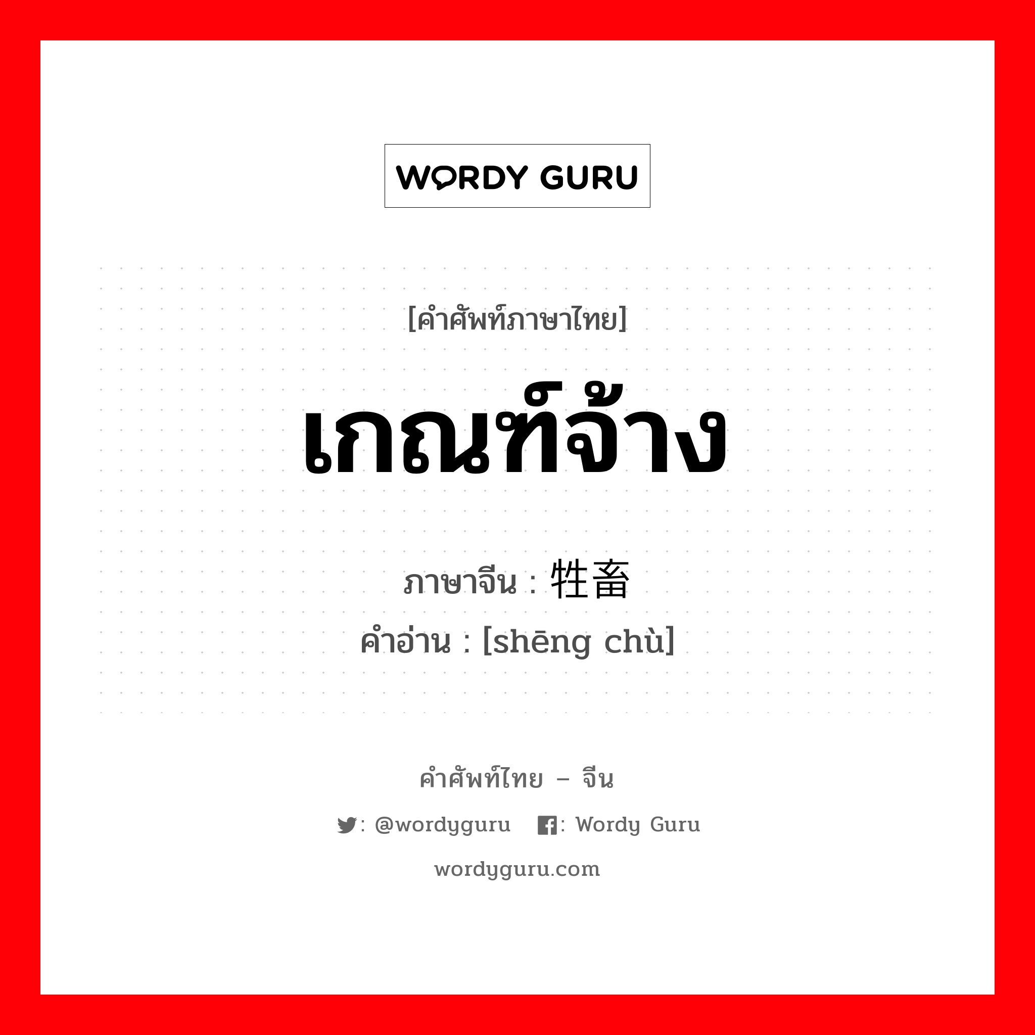 เกณฑ์จ้าง ภาษาจีนคืออะไร, คำศัพท์ภาษาไทย - จีน เกณฑ์จ้าง ภาษาจีน 牲畜 คำอ่าน [shēng chù]