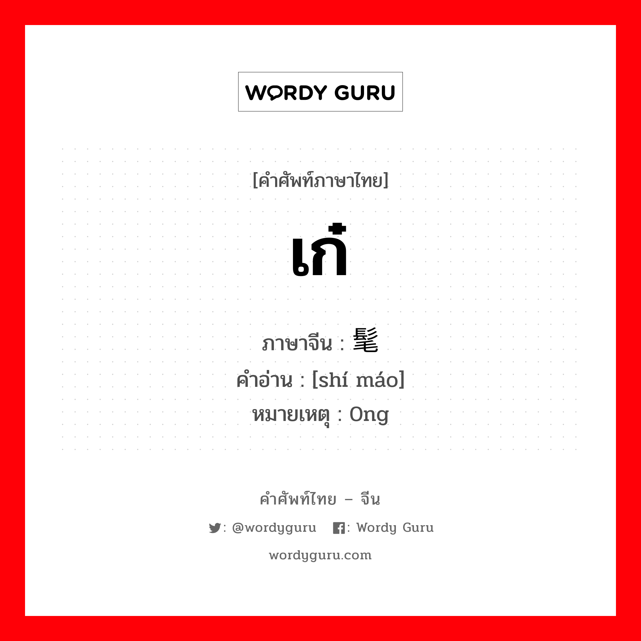 เก๋ ภาษาจีนคืออะไร, คำศัพท์ภาษาไทย - จีน เก๋ ภาษาจีน 时髦 คำอ่าน [shí máo] หมายเหตุ 0ng