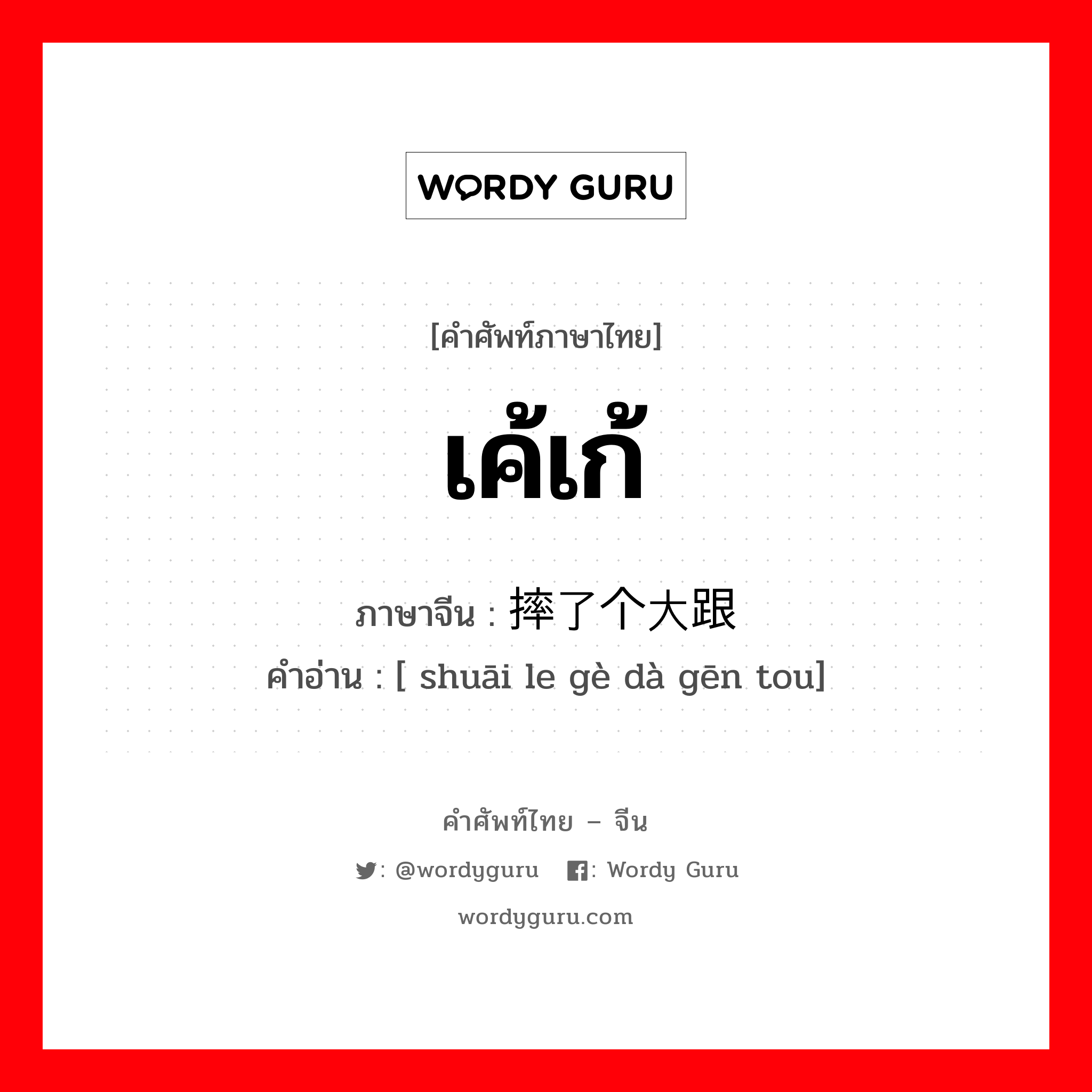 เค้เก้ ภาษาจีนคืออะไร, คำศัพท์ภาษาไทย - จีน เค้เก้ ภาษาจีน 摔了个大跟头 คำอ่าน [ shuāi le gè dà gēn tou]