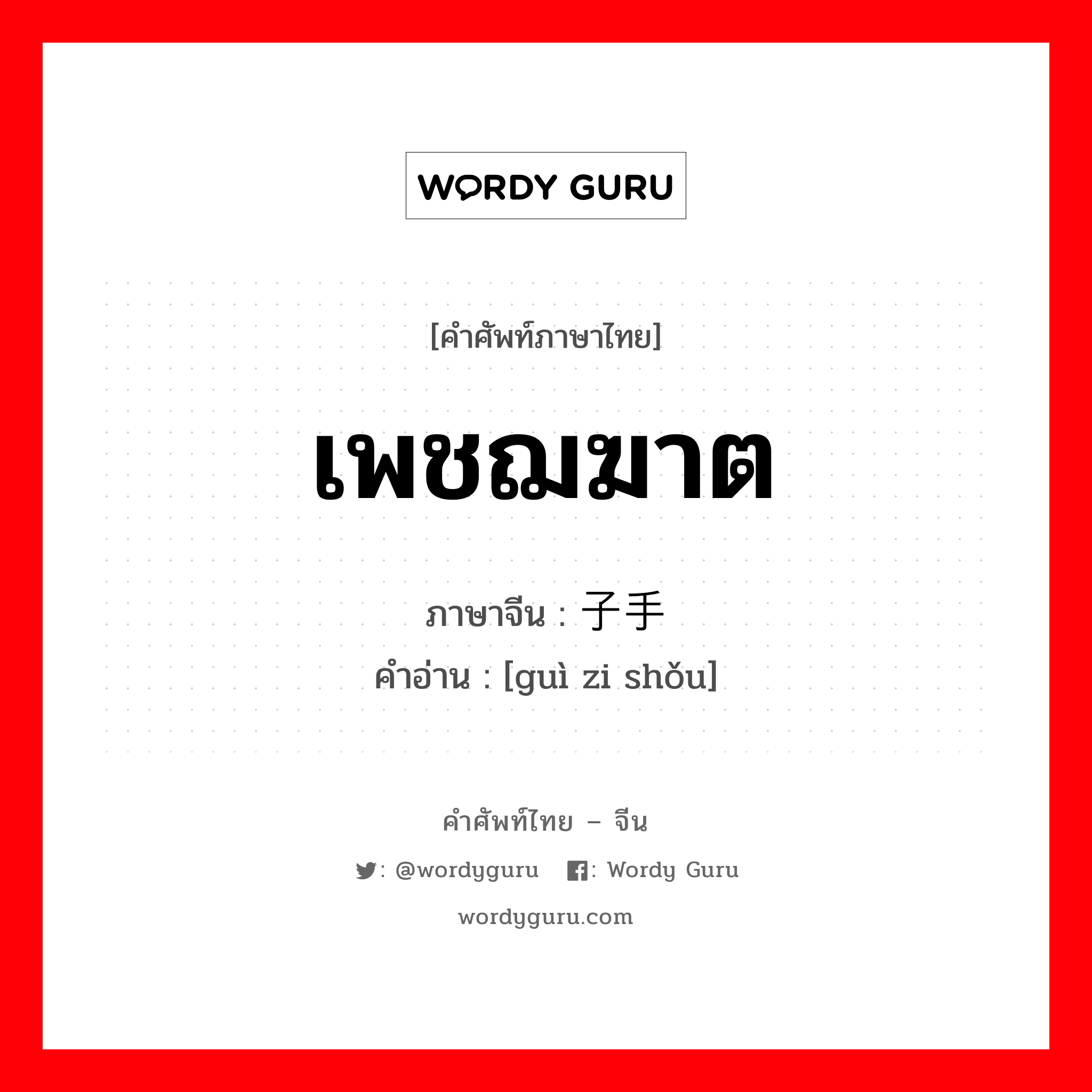 เพชฌฆาต ภาษาจีนคืออะไร, คำศัพท์ภาษาไทย - จีน เพชฌฆาต ภาษาจีน 刽子手 คำอ่าน [guì zi shǒu]