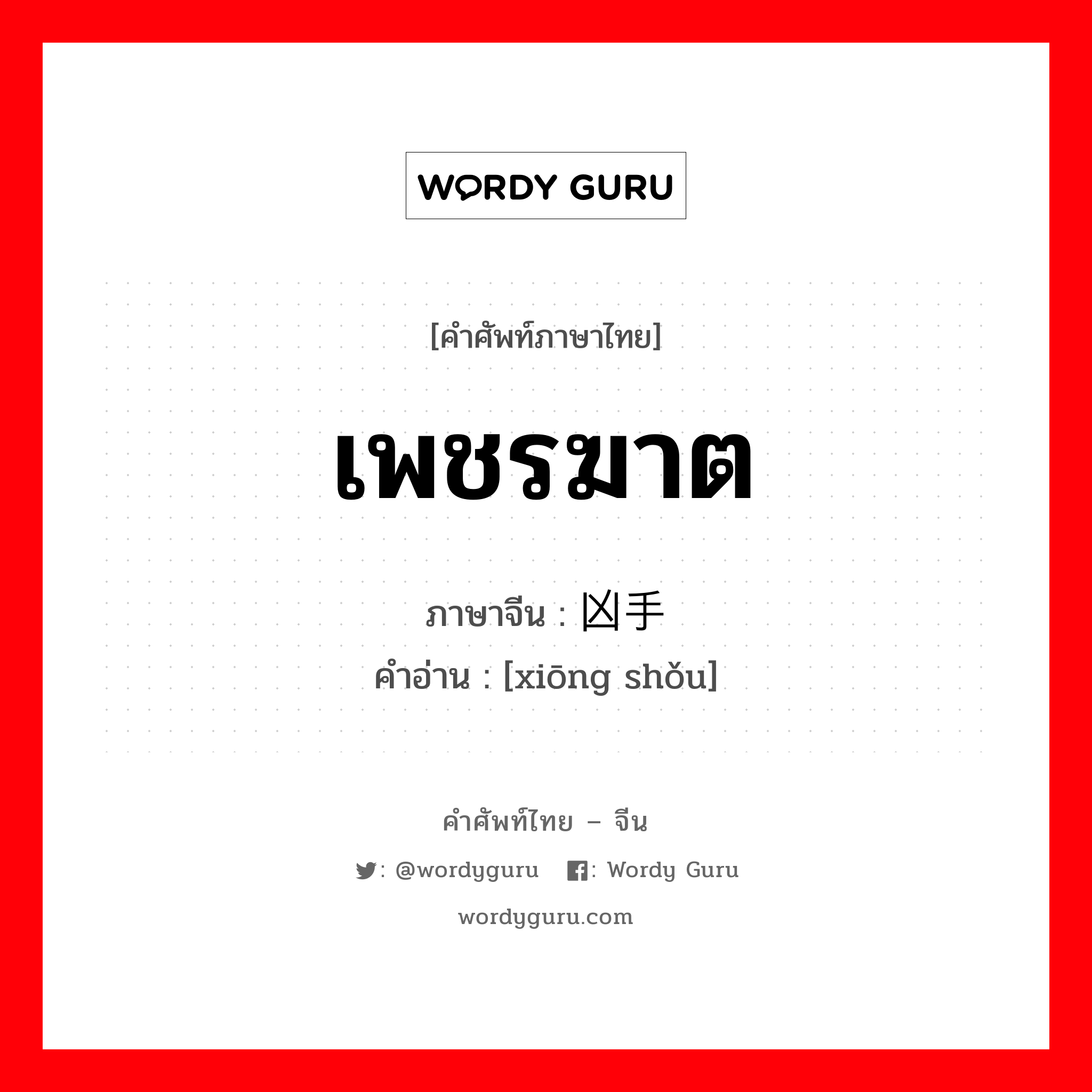 เพชรฆาต ภาษาจีนคืออะไร, คำศัพท์ภาษาไทย - จีน เพชรฆาต ภาษาจีน 凶手 คำอ่าน [xiōng shǒu]