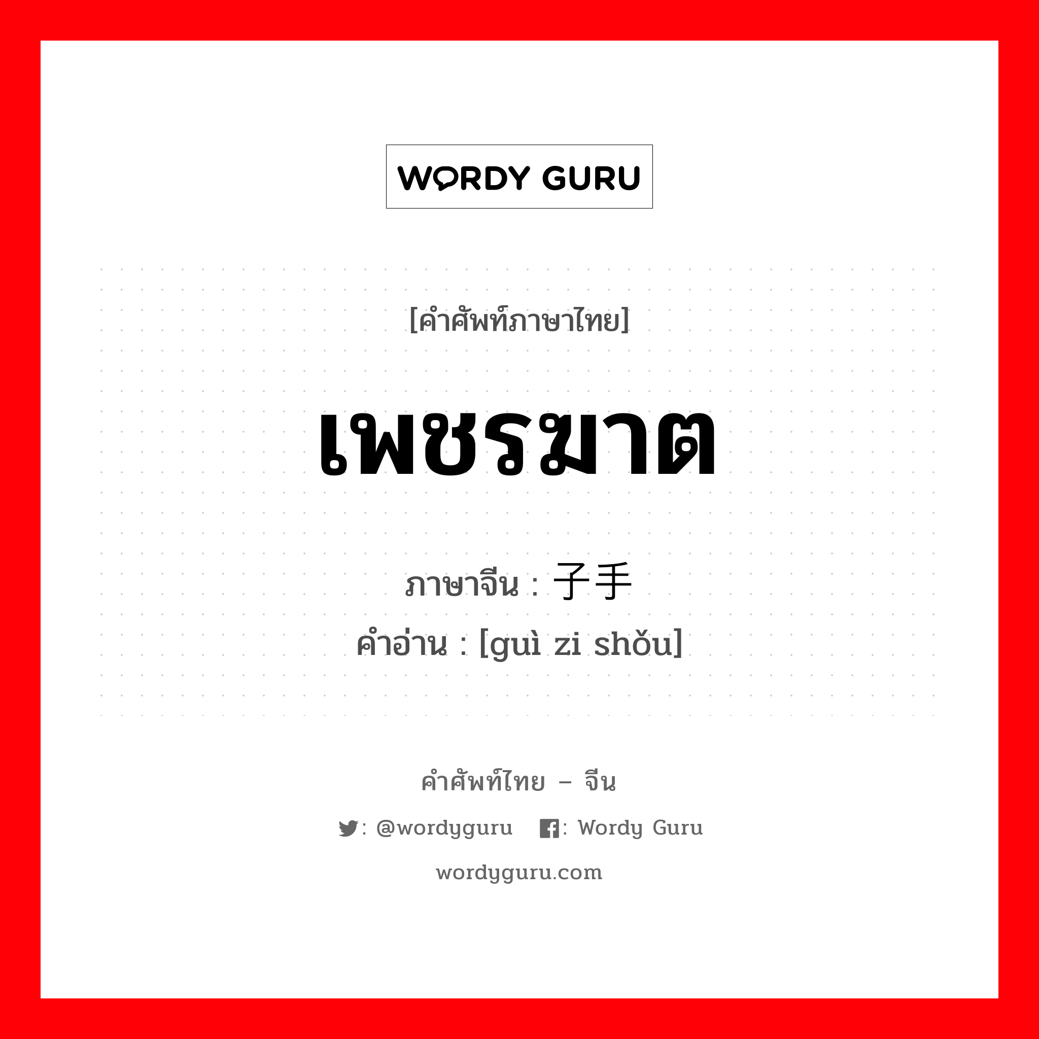 เพชรฆาต ภาษาจีนคืออะไร, คำศัพท์ภาษาไทย - จีน เพชรฆาต ภาษาจีน 刽子手 คำอ่าน [guì zi shǒu]