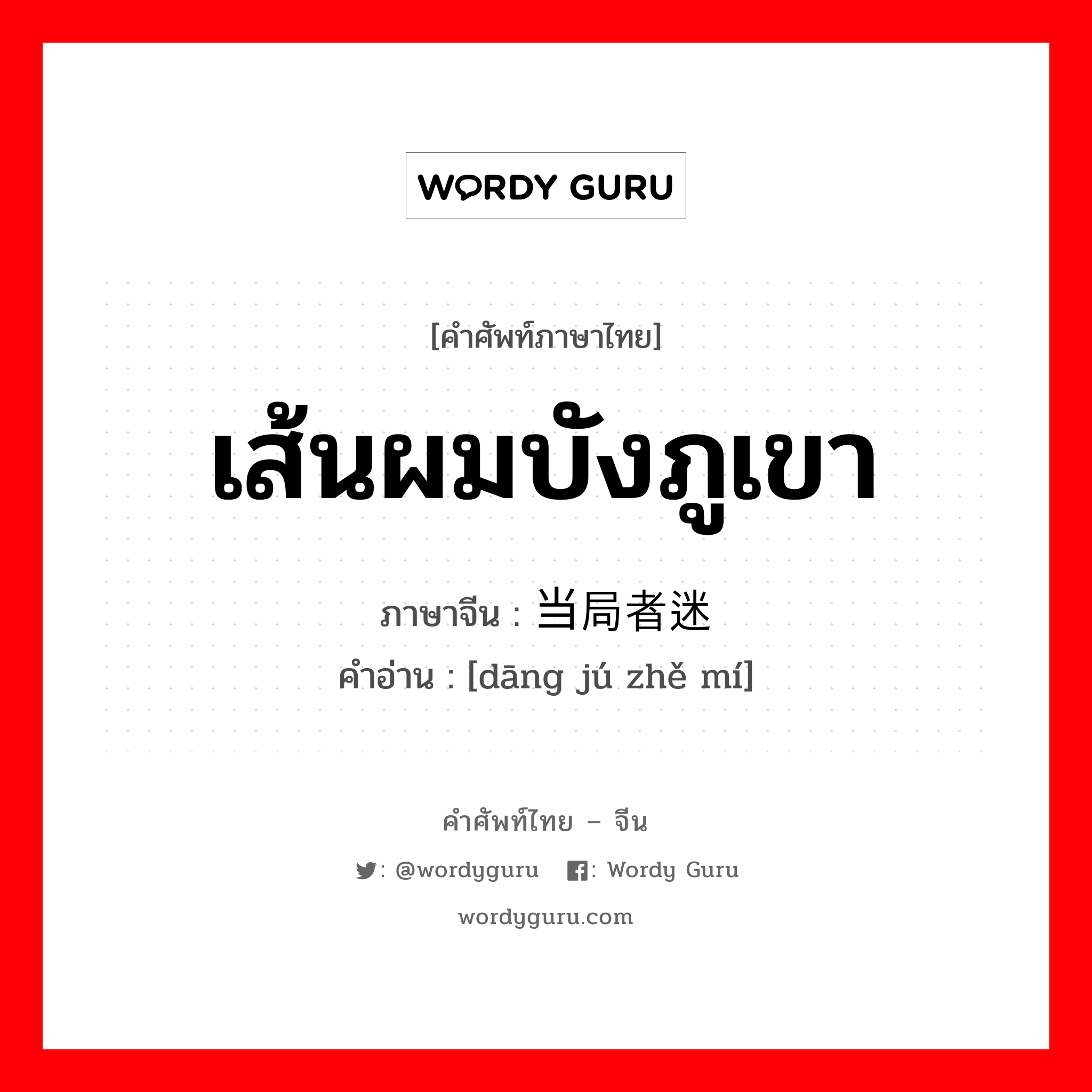 เส้นผมบังภูเขา ภาษาจีนคืออะไร, คำศัพท์ภาษาไทย - จีน เส้นผมบังภูเขา ภาษาจีน 当局者迷 คำอ่าน [dāng jú zhě mí]