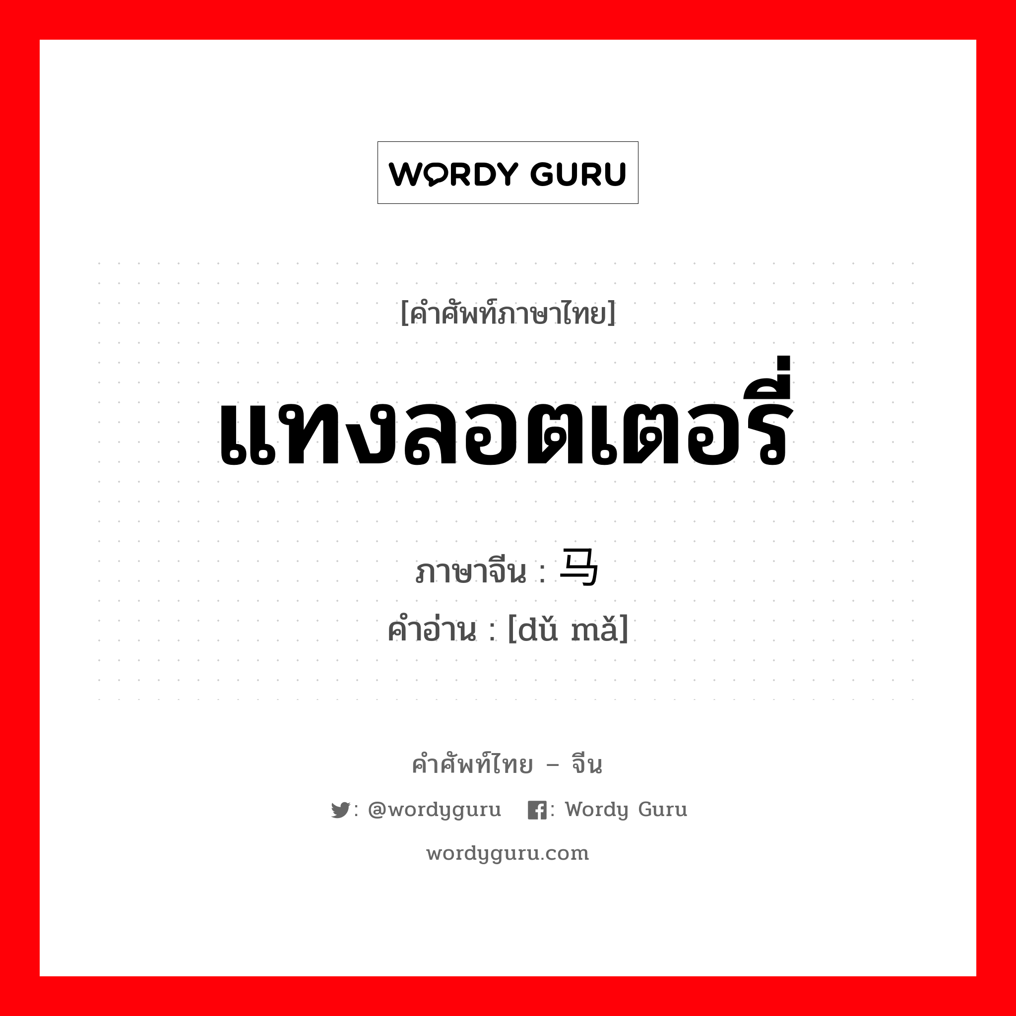 แทงลอตเตอรี่ ภาษาจีนคืออะไร, คำศัพท์ภาษาไทย - จีน แทงลอตเตอรี่ ภาษาจีน 赌马 คำอ่าน [dǔ mǎ]